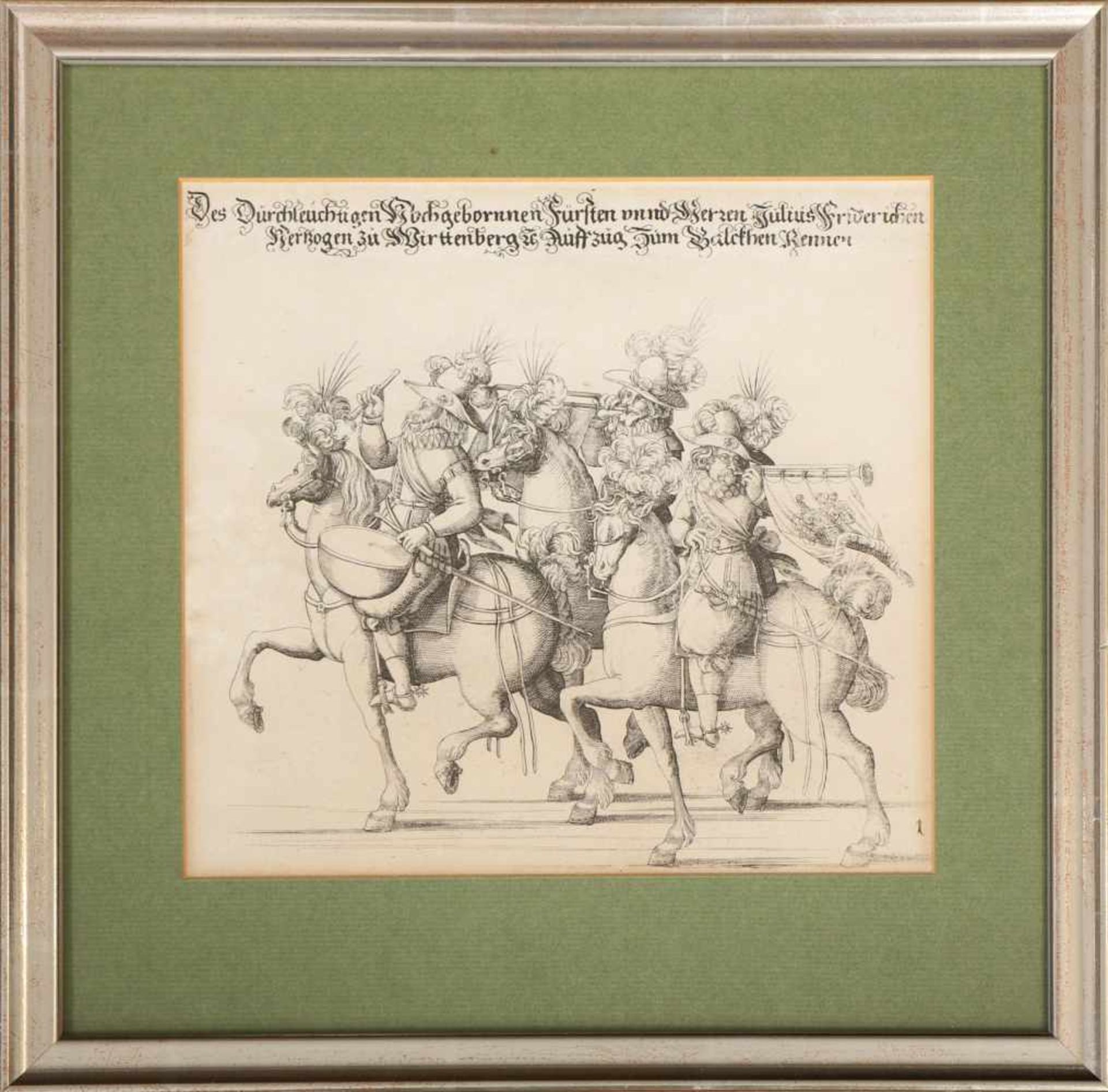ANONYMER KÜNSTLER des 17. Jahrhunderts Radierung, ¨Kesselpauker und Trompeter¨, 1634,