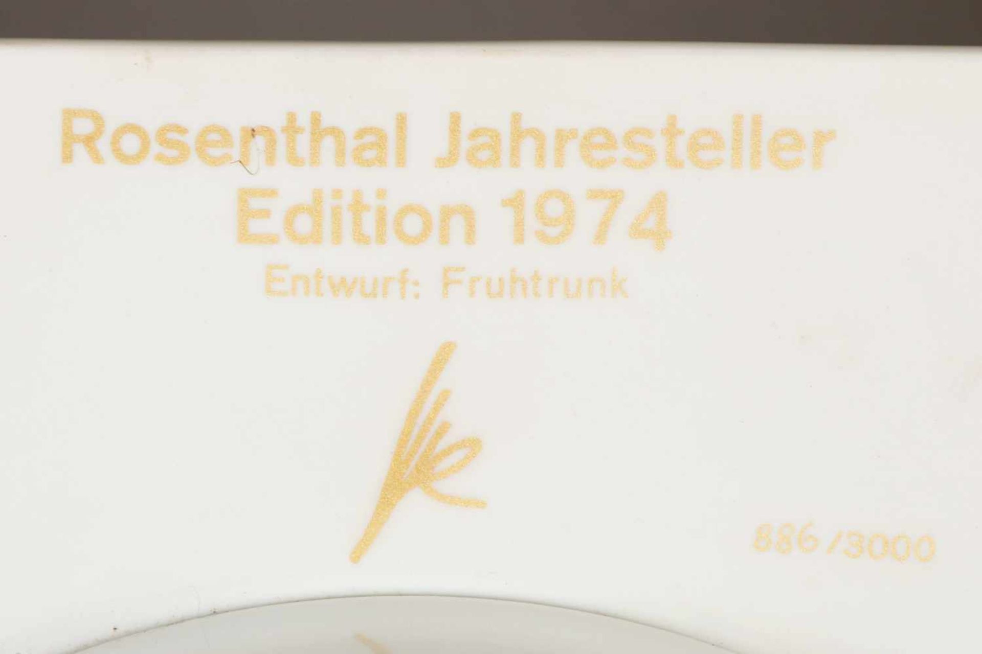 ROSENTHAL Jahresteller1974, Entwurf Günther Fruhtrunk (1923-1982), limitierte Kunstreihe, 886/ - Bild 2 aus 2