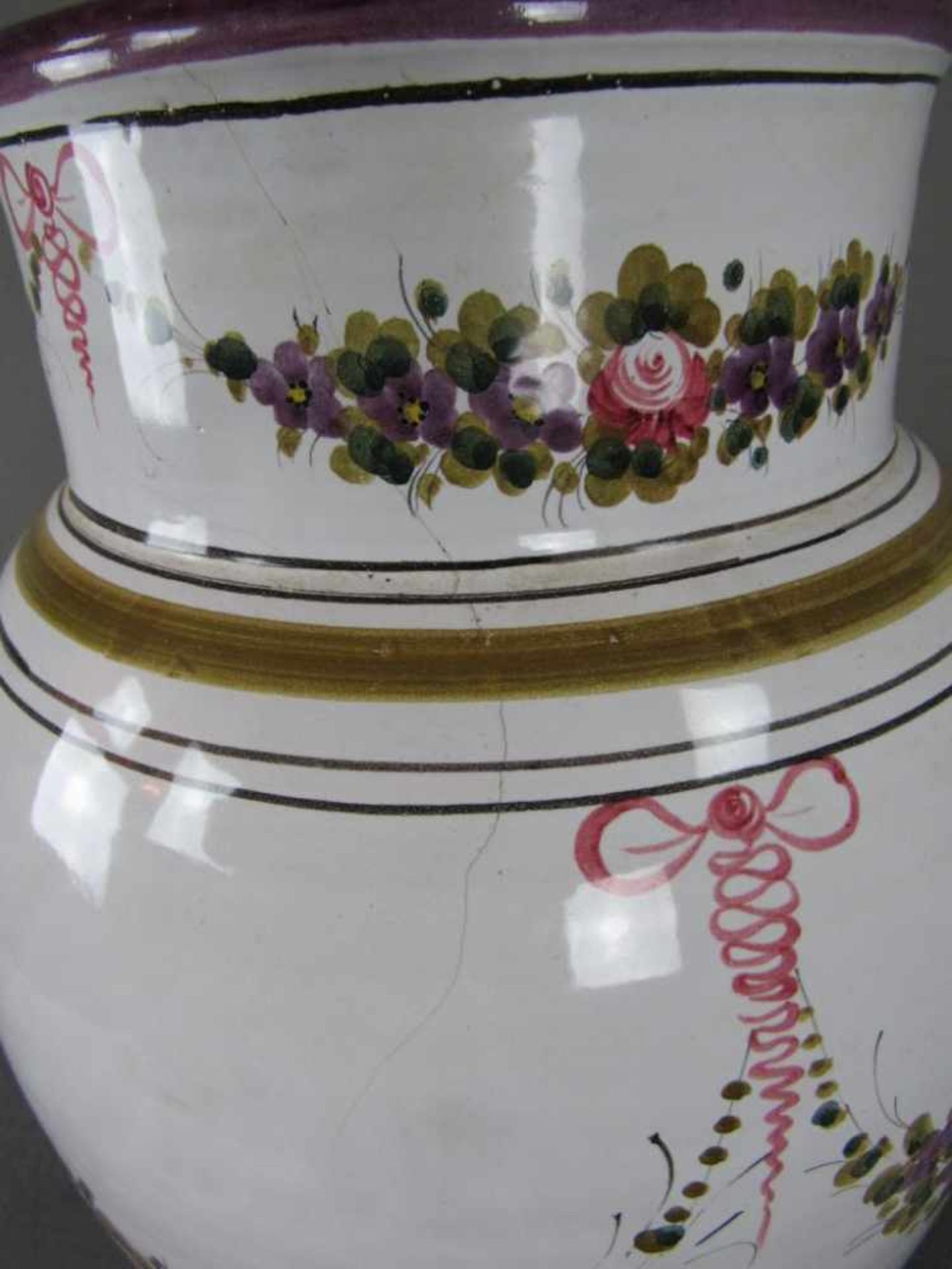 Große Bodenvase Handbemalt höhe 46cm Haarriss am Hals Kirsch Keramik - Bild 6 aus 6