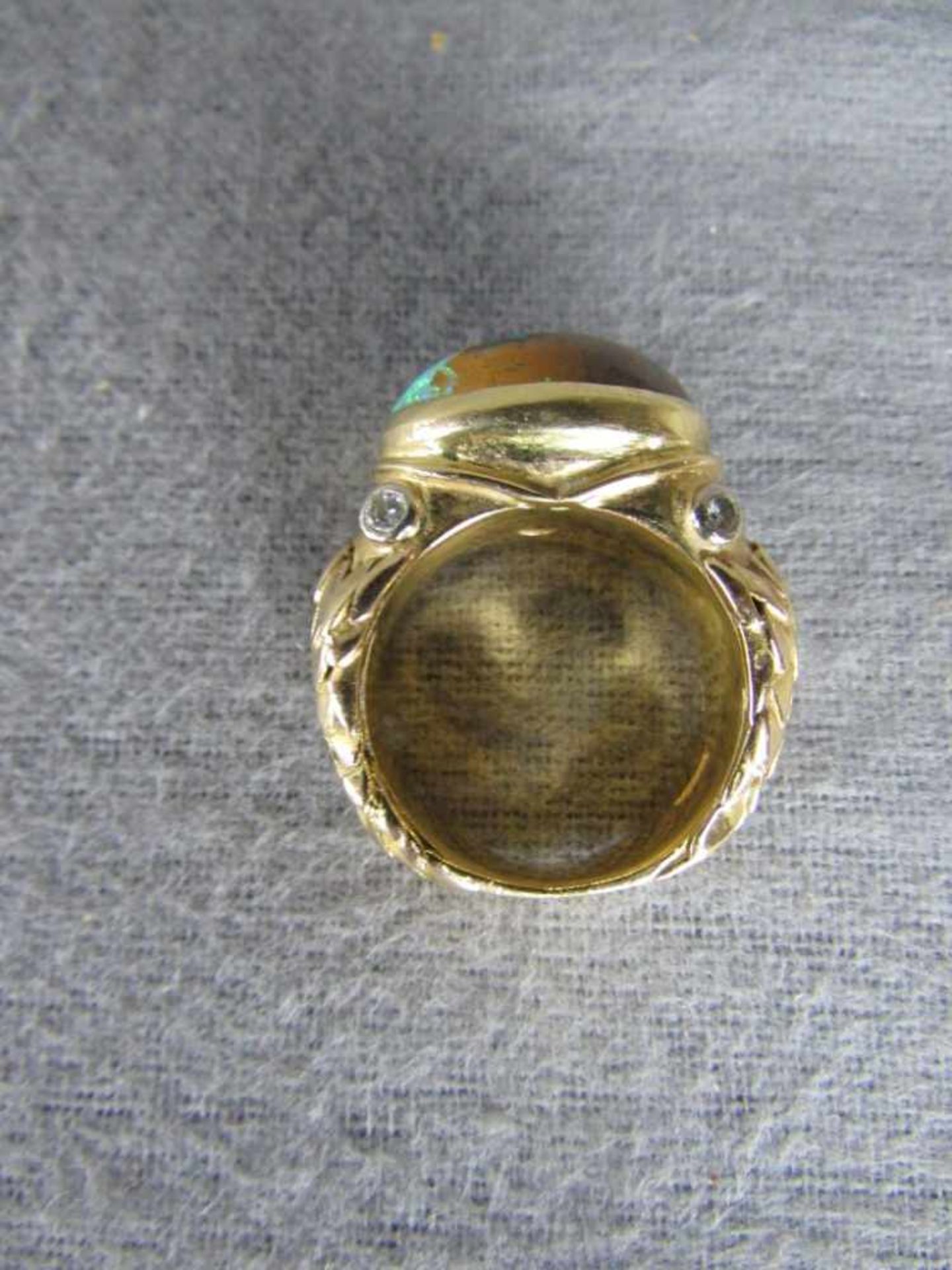 Damenring Fabelwesen Opalring 750 Gelbgold 20 Gramm mit seitlich 4 Diamanten - Bild 4 aus 4