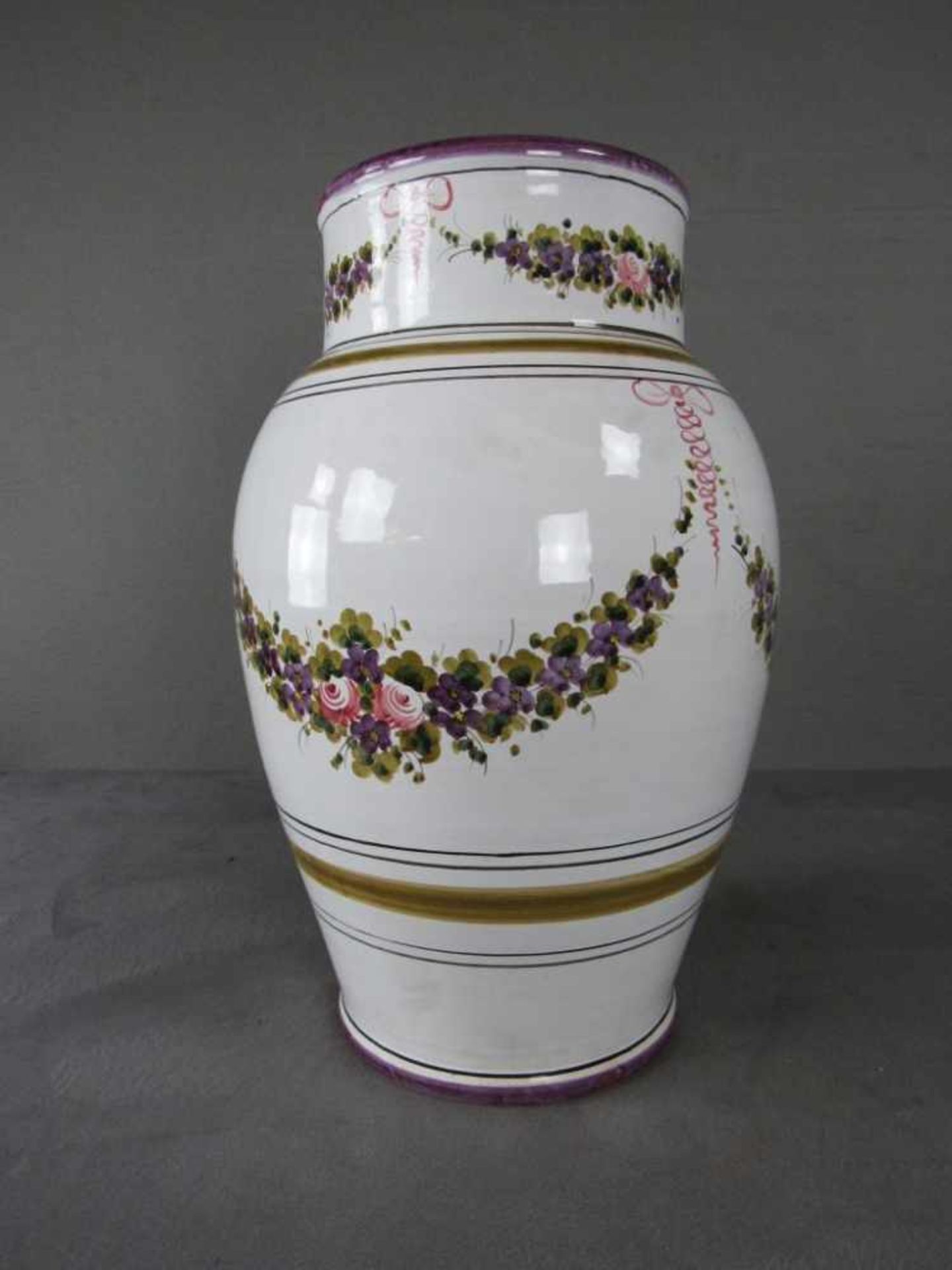 Große Bodenvase Handbemalt höhe 46cm Haarriss am Hals Kirsch Keramik - Image 2 of 6