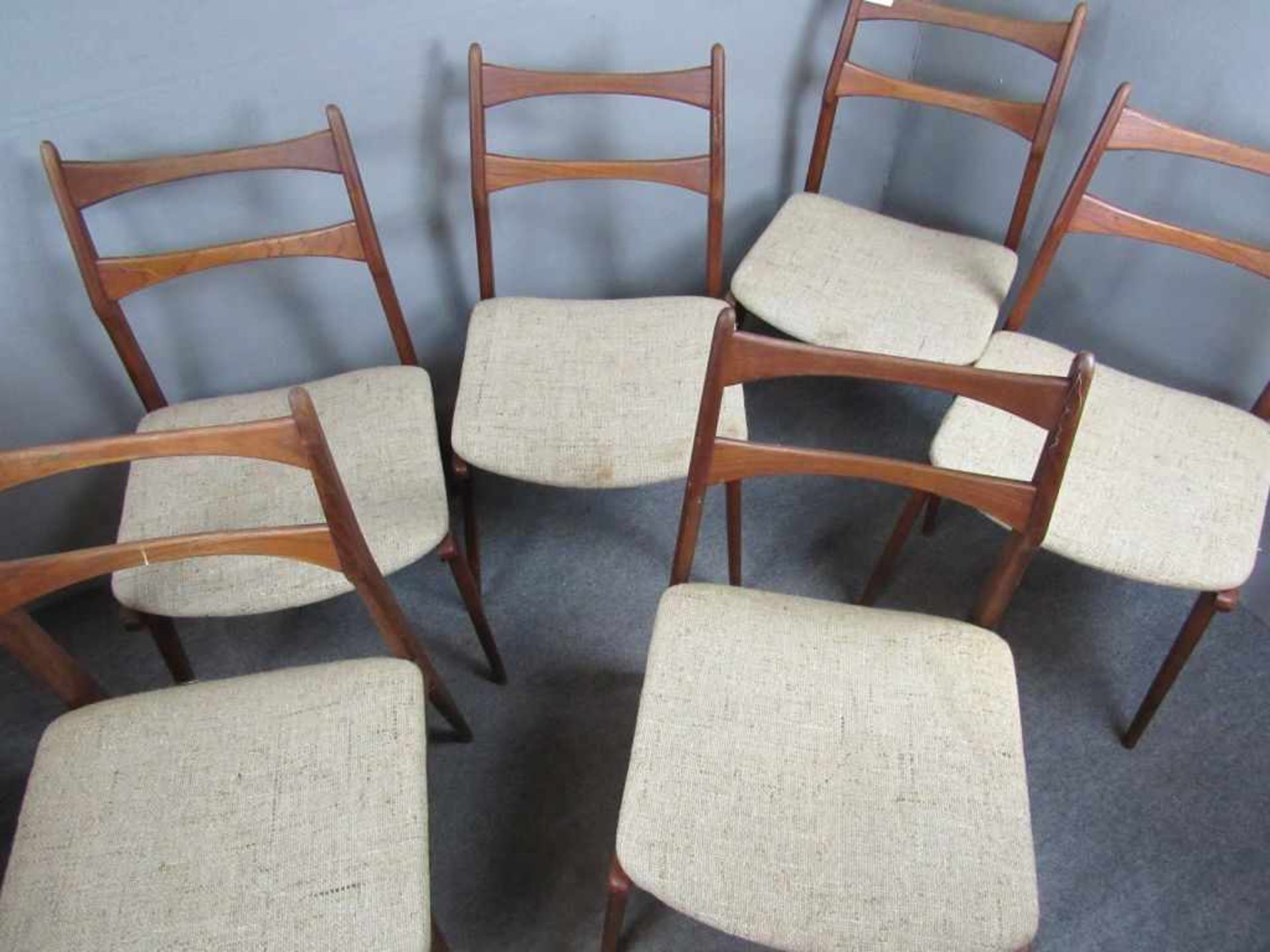 6 Esszimmerstühle Dänisch Design Teak 60er Jahre gemarkt - Bild 2 aus 3