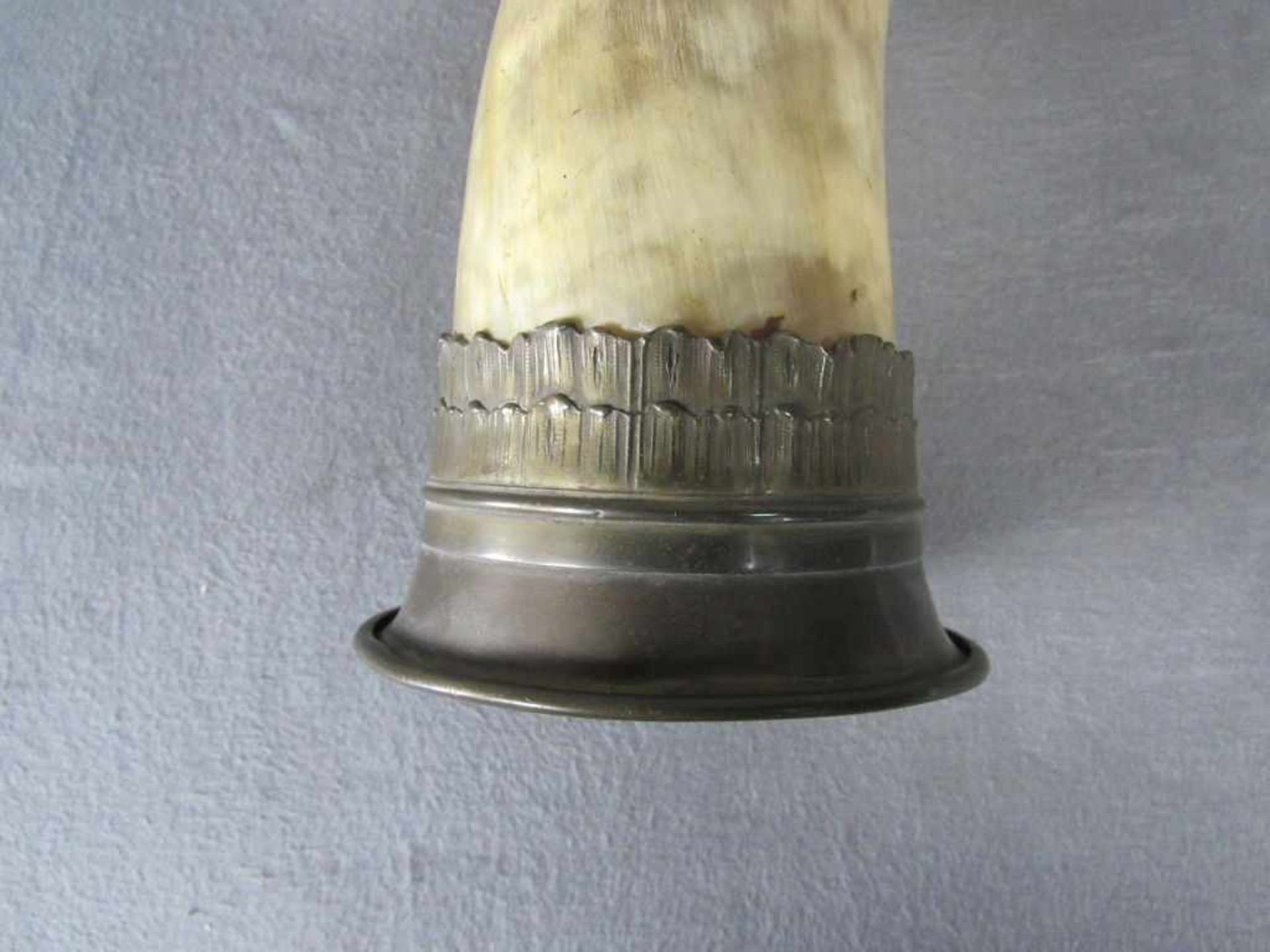 Antikes Signalhorn um 1900 Mundstück lose nummeriert ca 48cm lang - Bild 4 aus 5