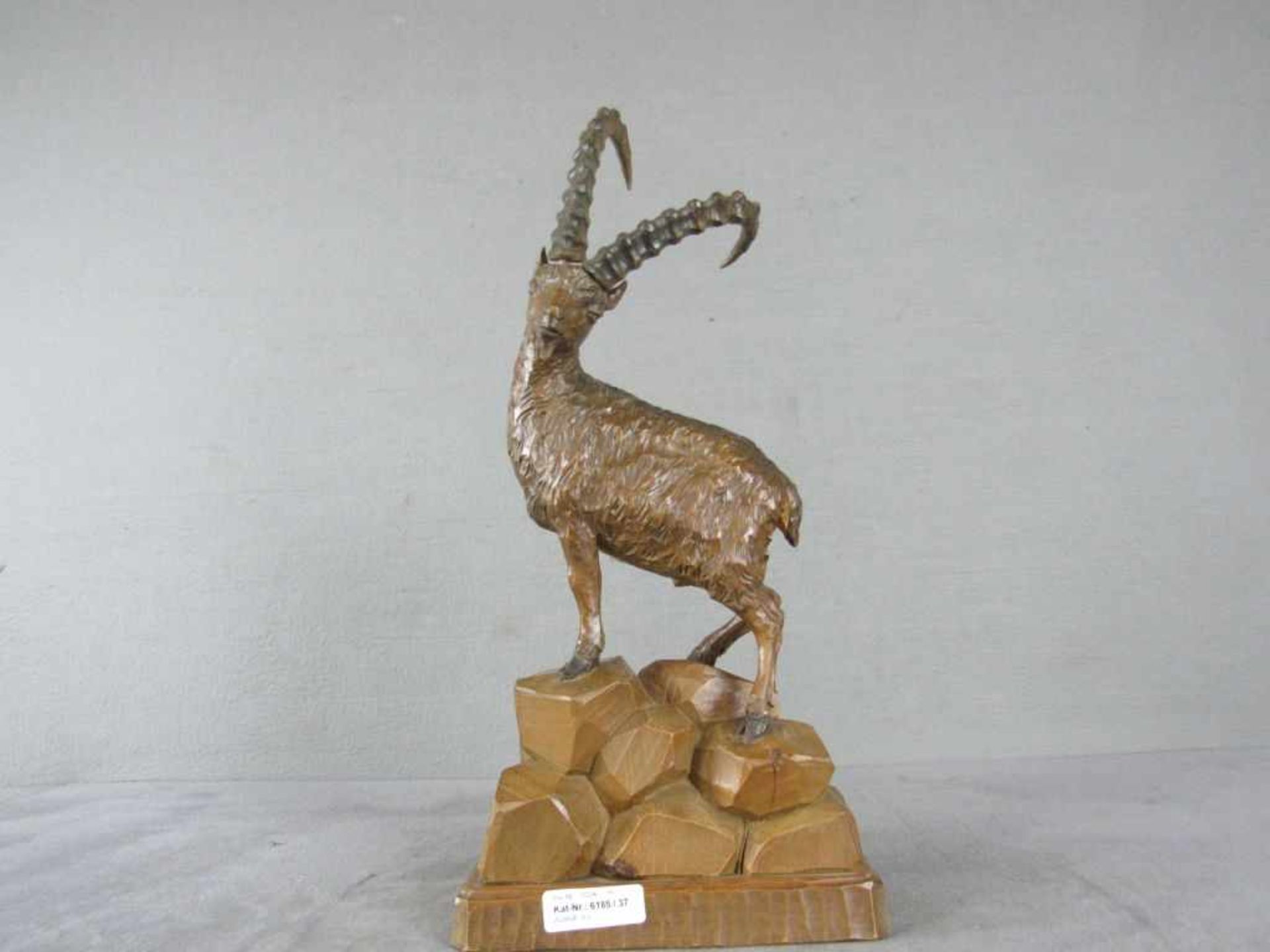 Holzstatuette Steinbock 48cm hoch