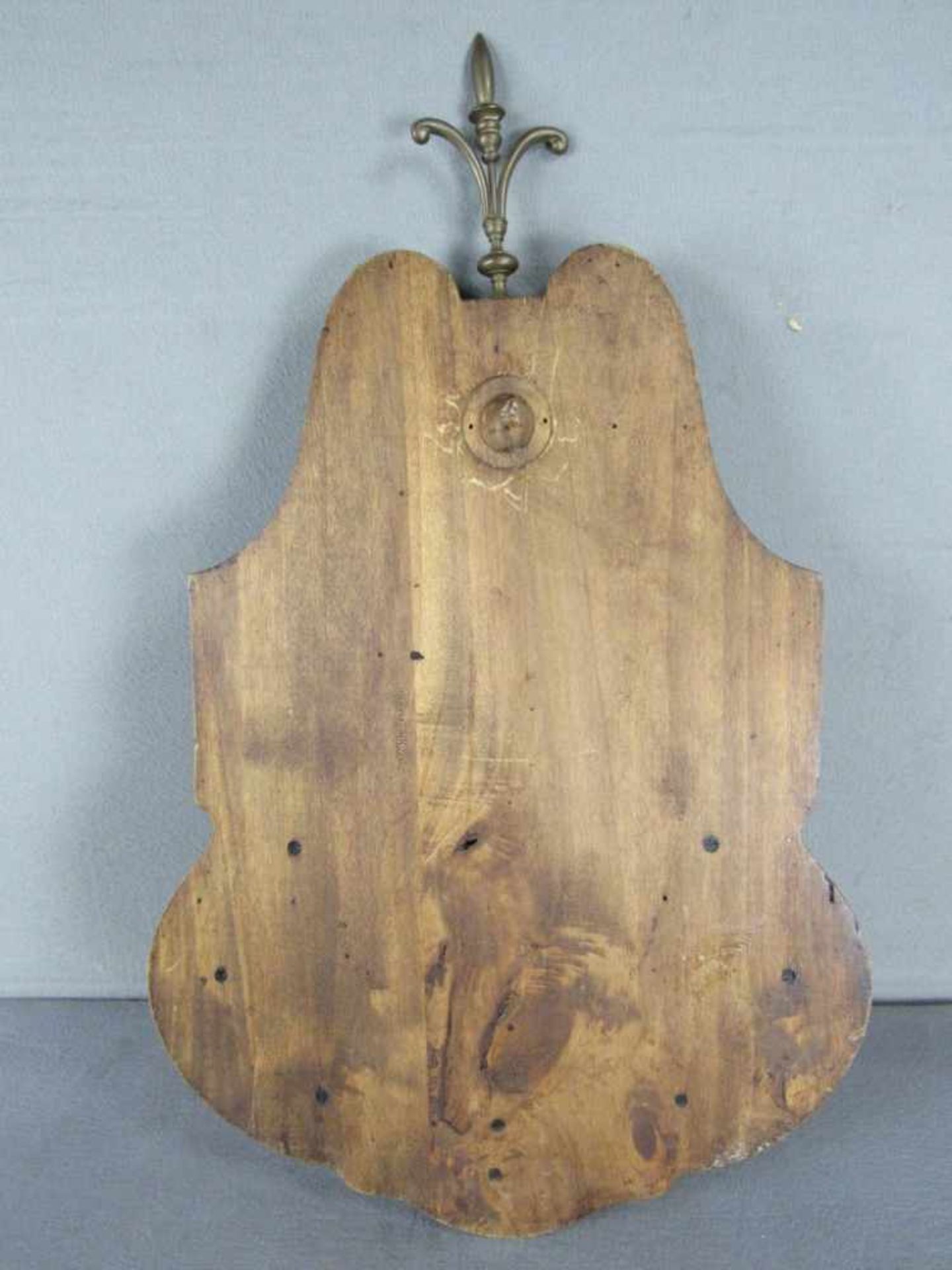 Weihwasserbecken um 1840 Messing und Holz höhe 68 Breite 41 cm - Bild 4 aus 5