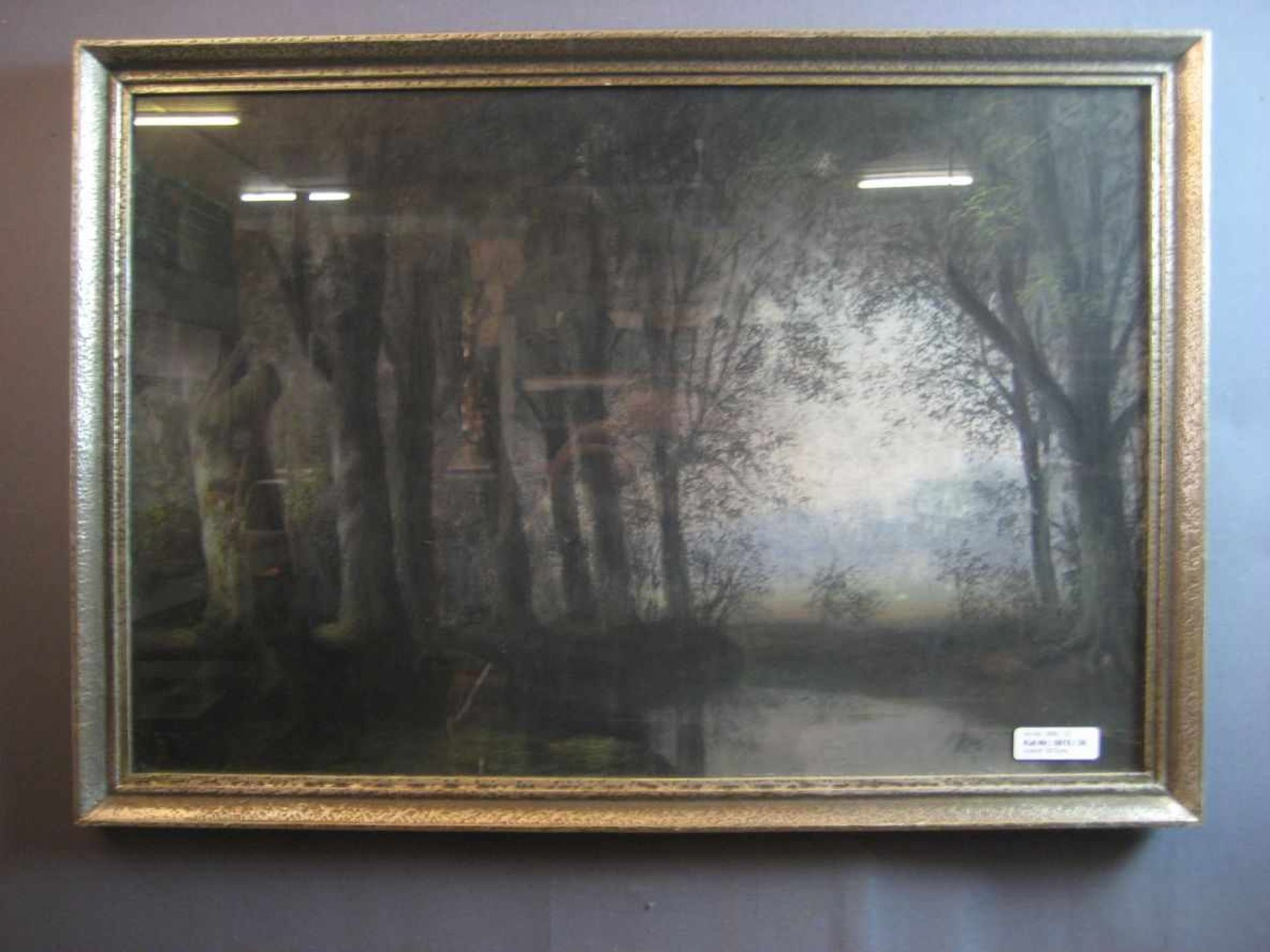 Grafik gerahmt Waldsee um 1900 67x47cm - Bild 2 aus 3