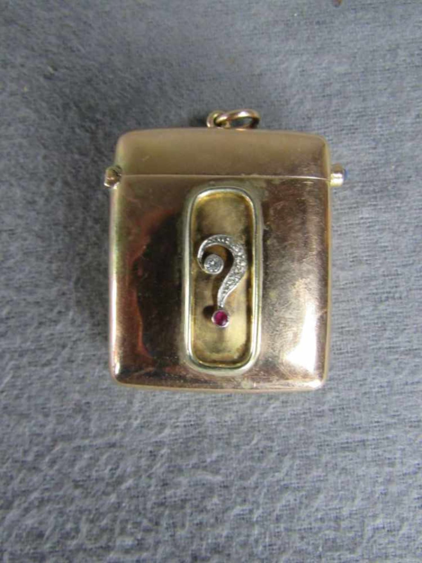 Antike 585 Gelbgold Schatulle besetzt mit Diamanten Rubin Saphir Frauenkopfpunze 4,5X4cm Gewicht