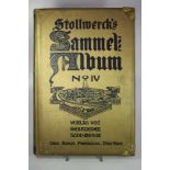 Stollwerck´s Sammelalbum Nr. IV, 1900, Sammelkarten unvollständig, Ecken m. Messingbeschlag, Maße: