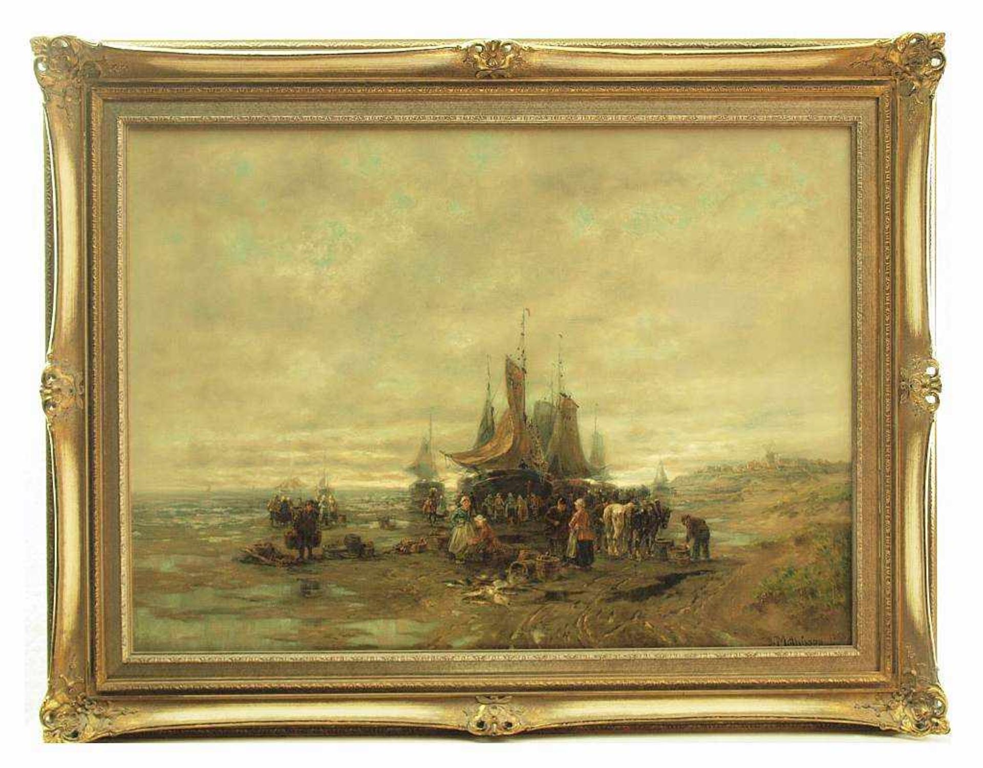 MATHISSEN, D. MATHISSEN, D. 19. Jahrhundert. Ankunft der Fischerboote. Öl auf Leinwand, rechts unten - Bild 3 aus 5