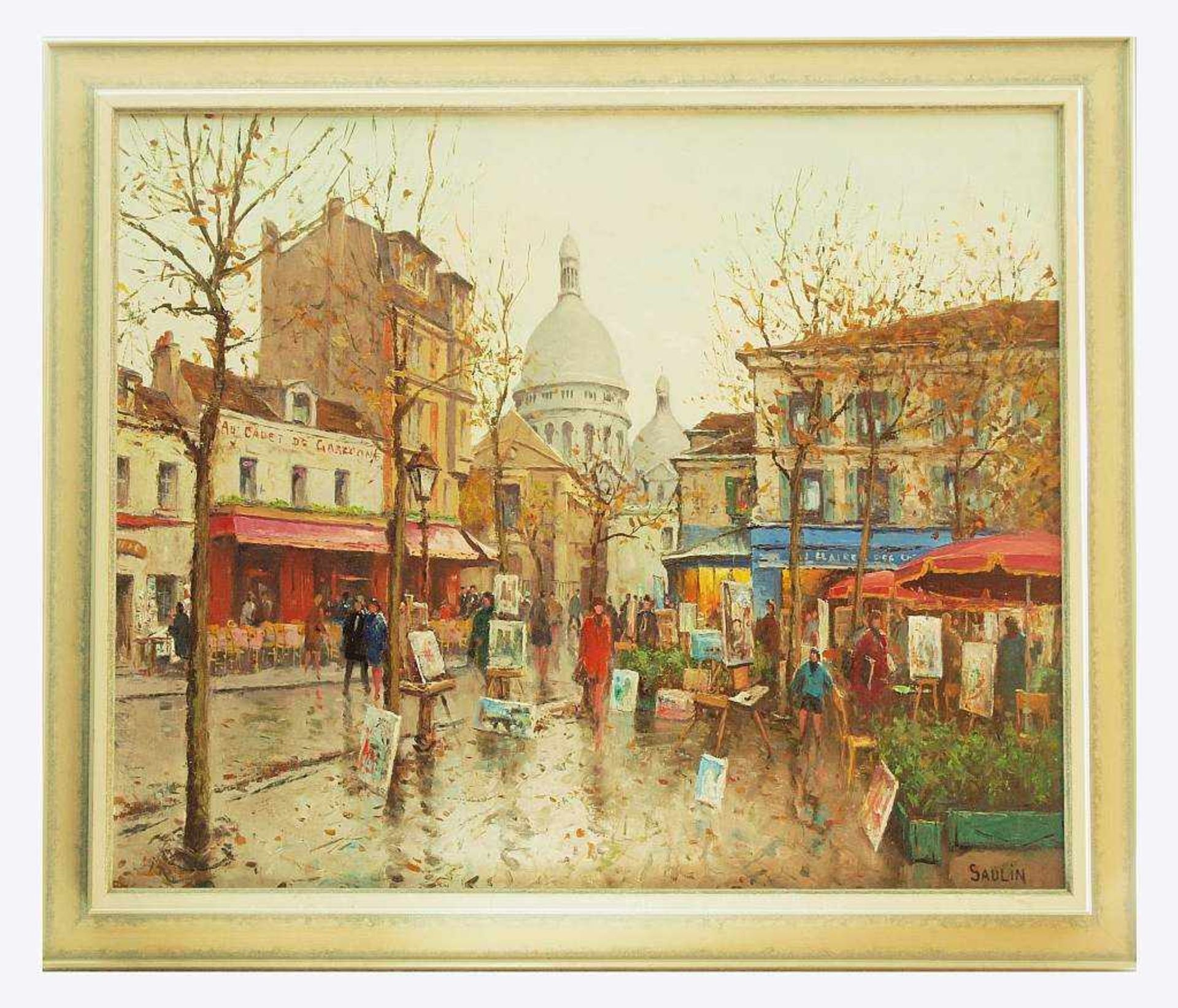 SAULIN. SAULIN, XX. Jahrhundert. "Montmartre" , Paris. Öl auf Leinwand. rechts unten signiert. Verso - Bild 3 aus 6