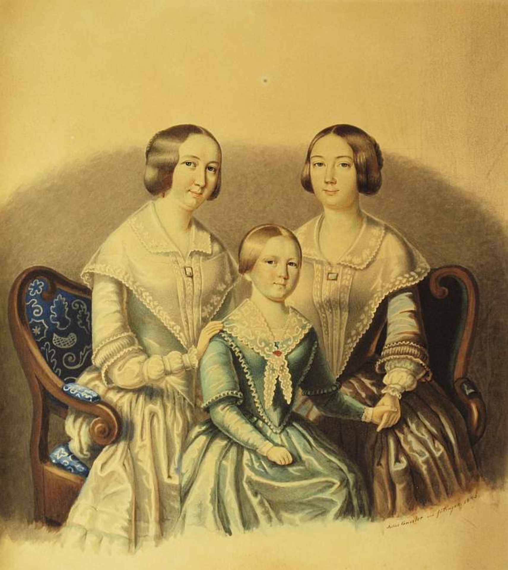 Bildnis der Kinder Leopold II. zur Lippe. Bildnis der Kinder Leopold II. zur Lippe. Kolorierter