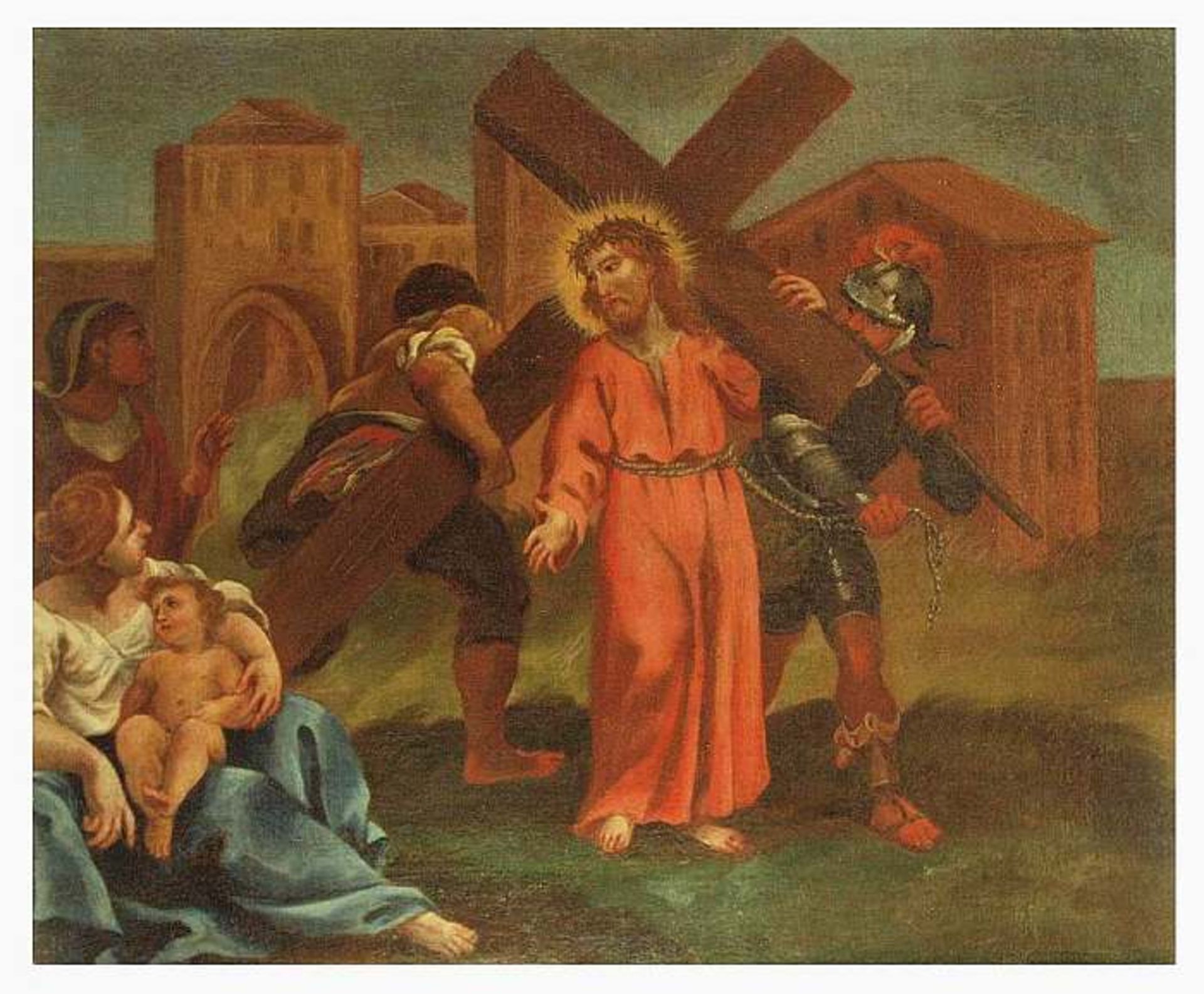 Maler des 18. Jahrhunderts. Maler des 18. Jahrhunderts. "Kreuzwegstation Nr. 8: Jesus begegnet den