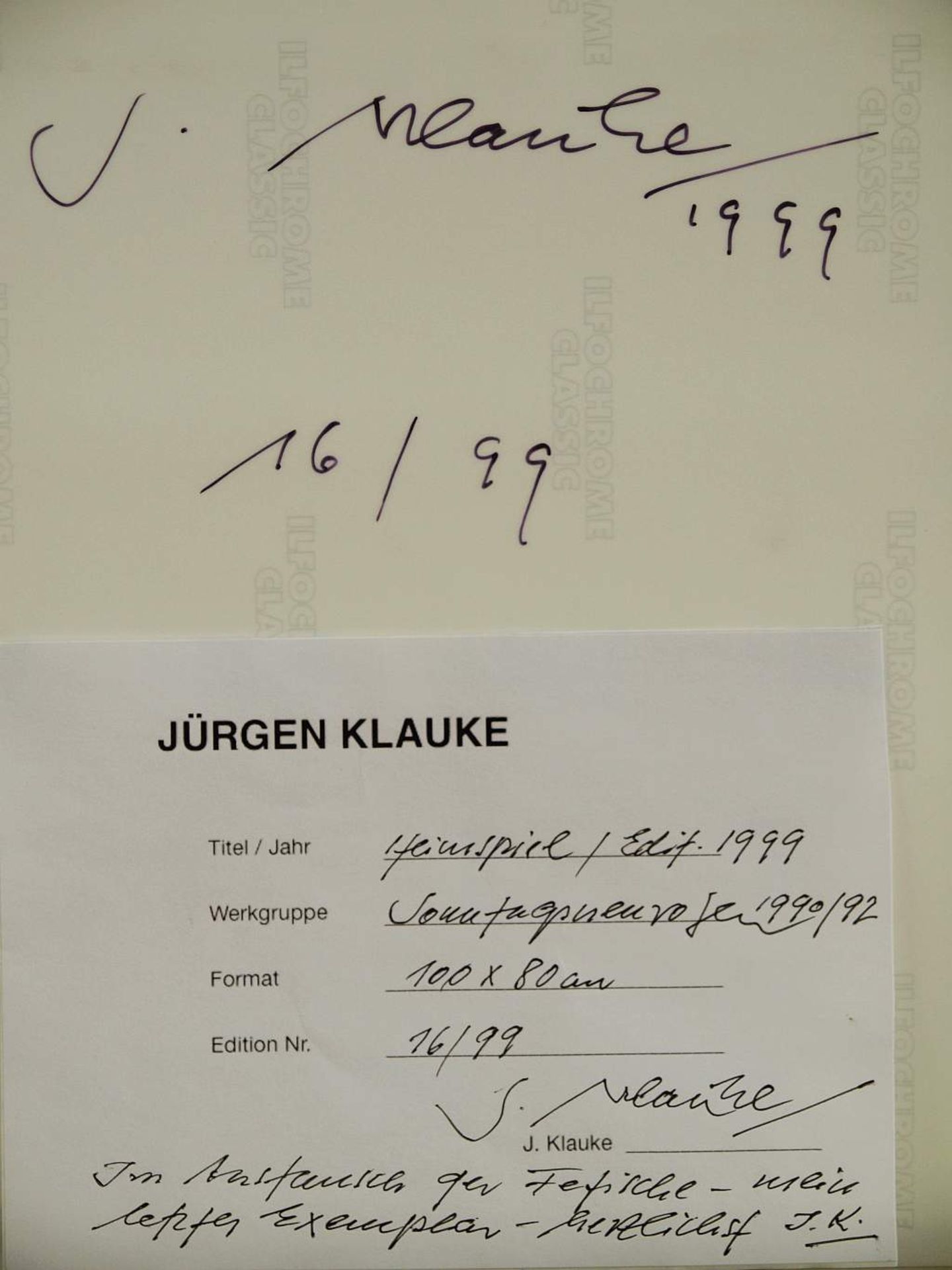 KLAUKE, Jürgen KLAUKE, Jürgen. 1943 Cliding , lebt in Köln. Signierter Fotodruck . Titel: Heimspiel, - Bild 5 aus 8
