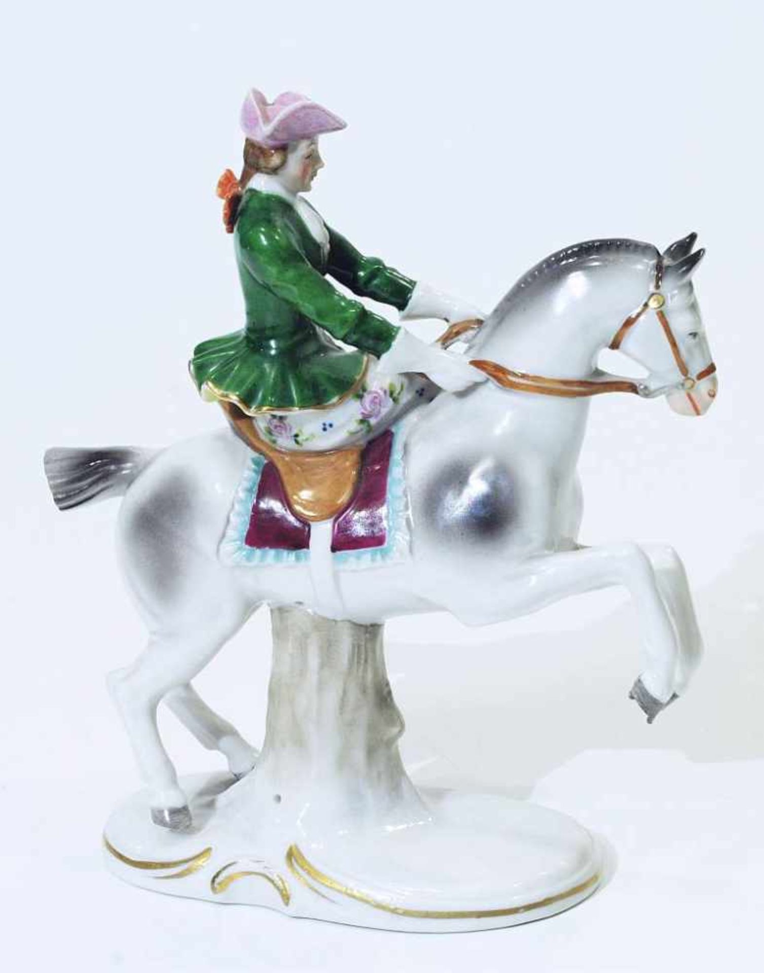 Figurengruppe "Reiterin zu Pferd". Figurengruppe "Reiterin zu Pferd". SITZENDORF/Thüringen, Marke - Bild 3 aus 6