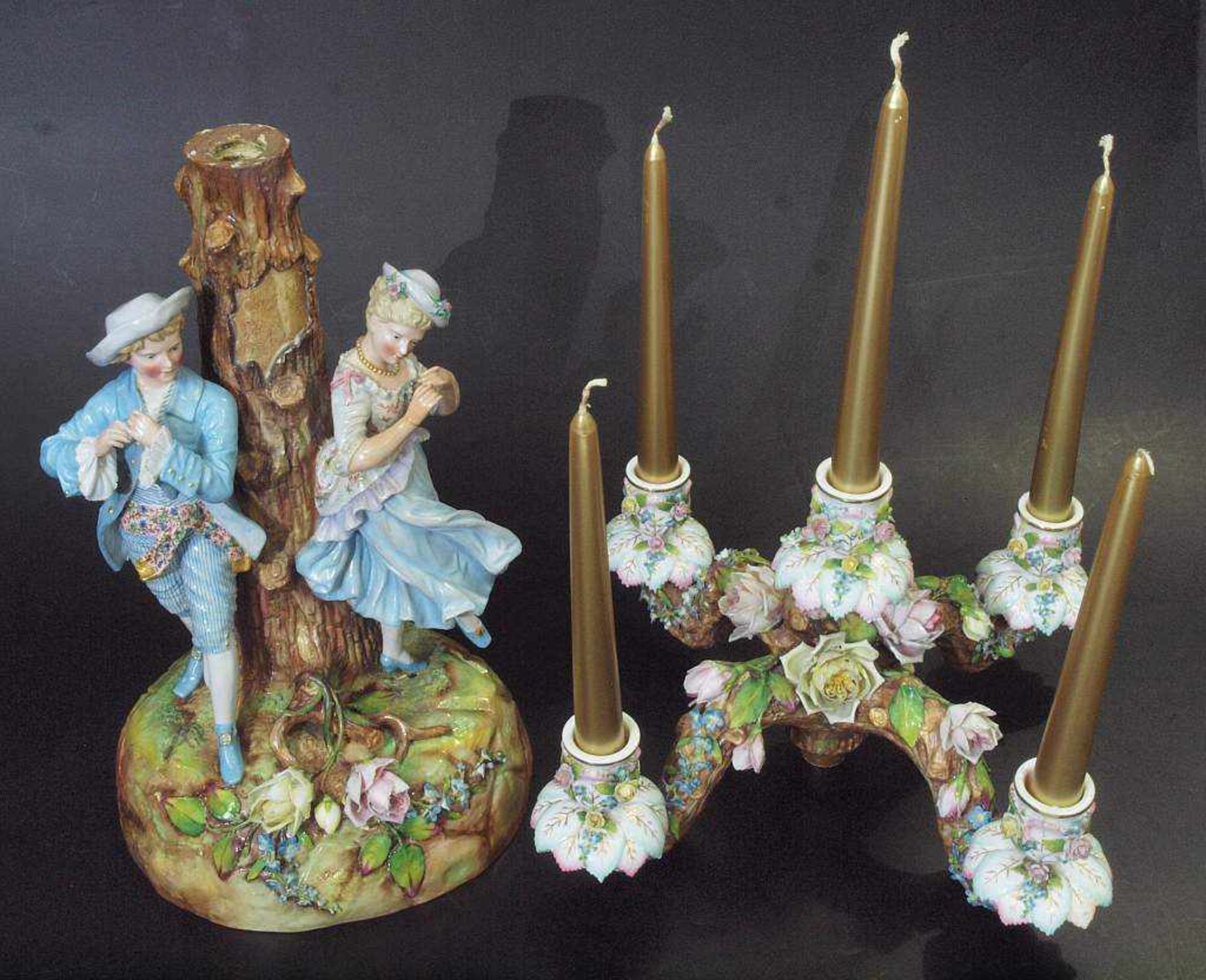 Figürlicher Kerzenleuchter. Figürlicher Kerzenleuchter. Ungemarkt, 20. Jahrhundert. Über rundem - Image 6 of 7