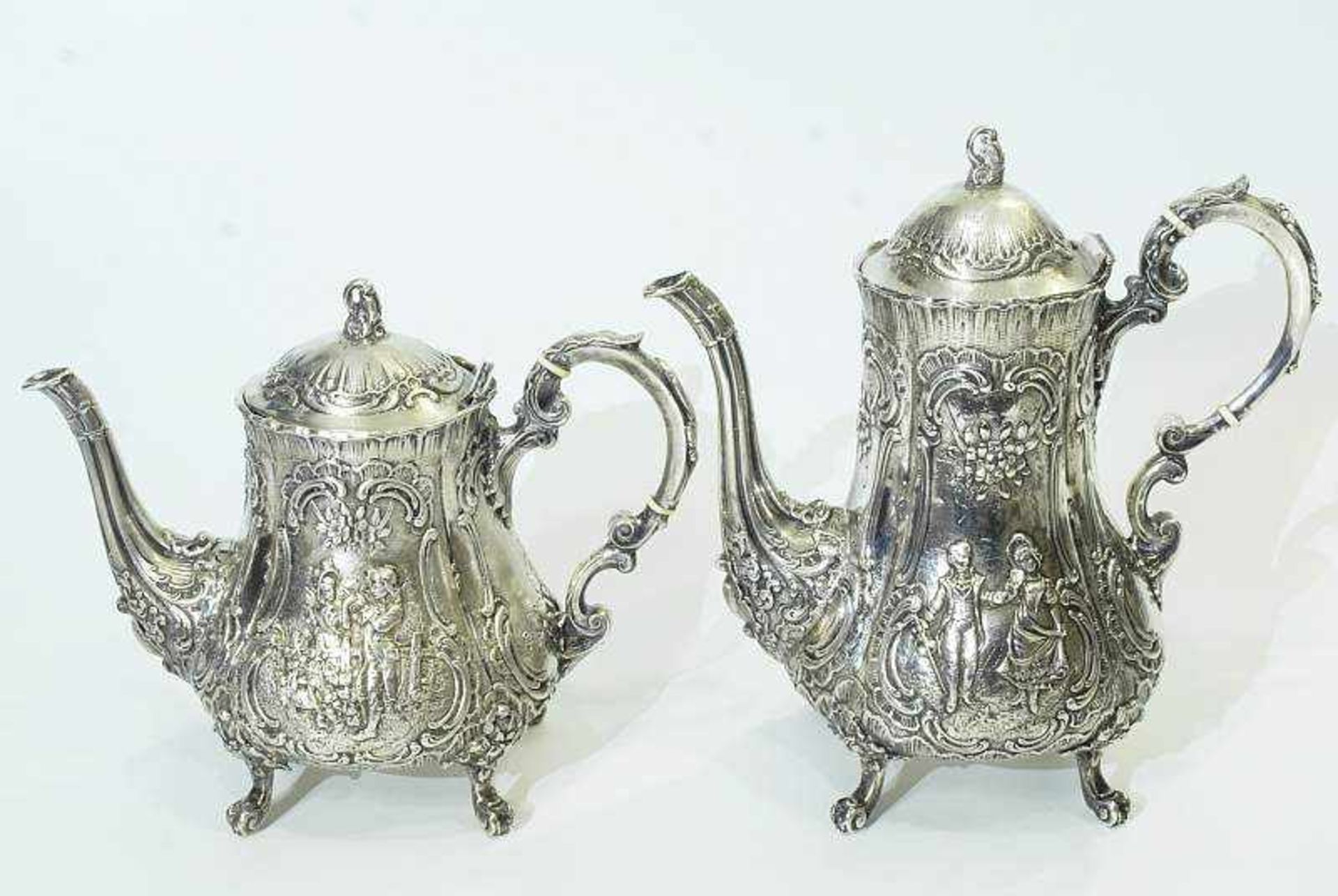 Kaffee- und Teeservice. Kaffee- und Teeservice. Deutschland, 19./20. Jahrhundert. 800er Silber. Vier - Bild 3 aus 8