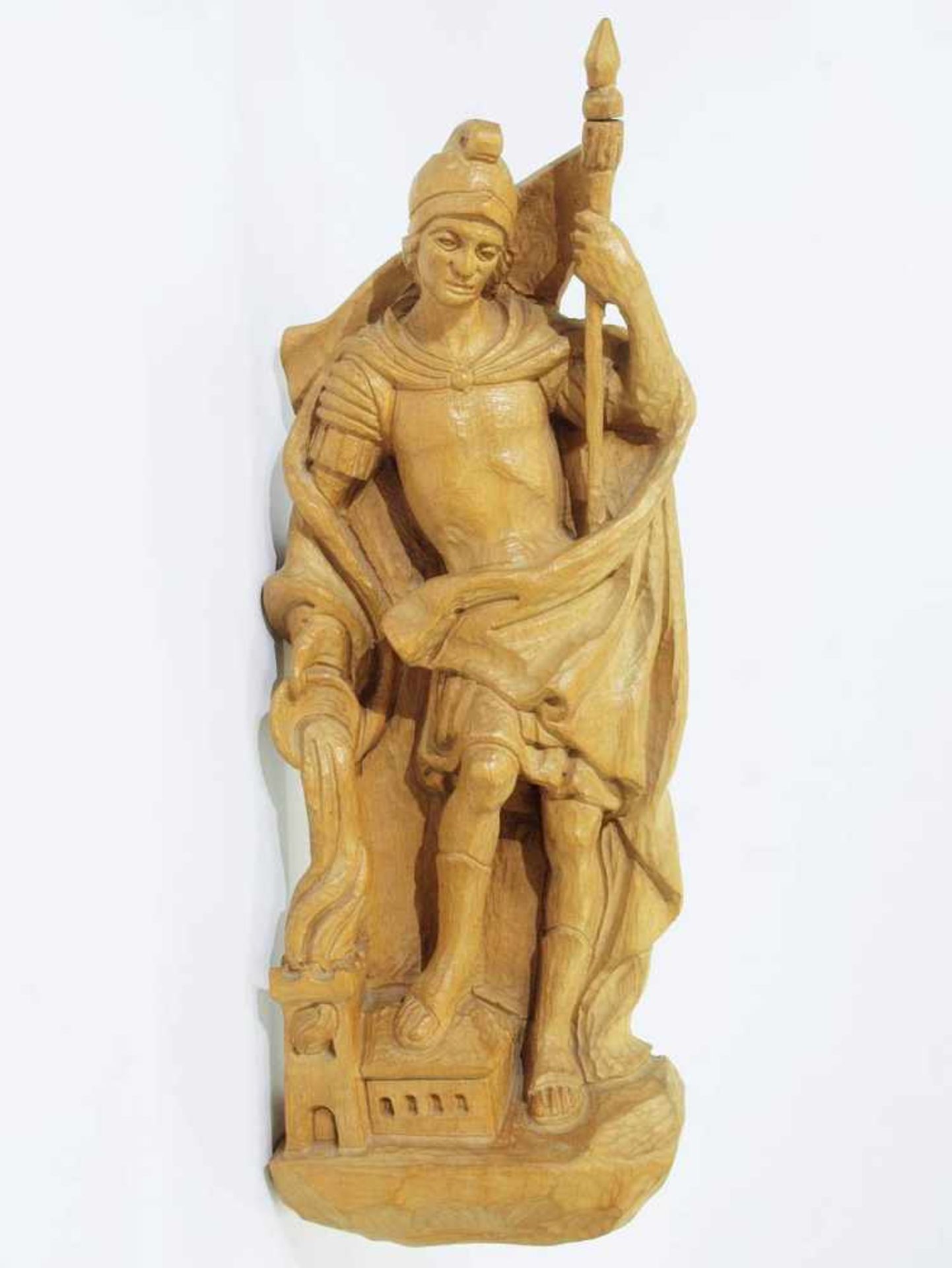 Heiliger Florian. Heiliger Florian. 20. Jahrhundert. Holzsichtig lasiert. Skulptur des Heiligen - Bild 2 aus 5