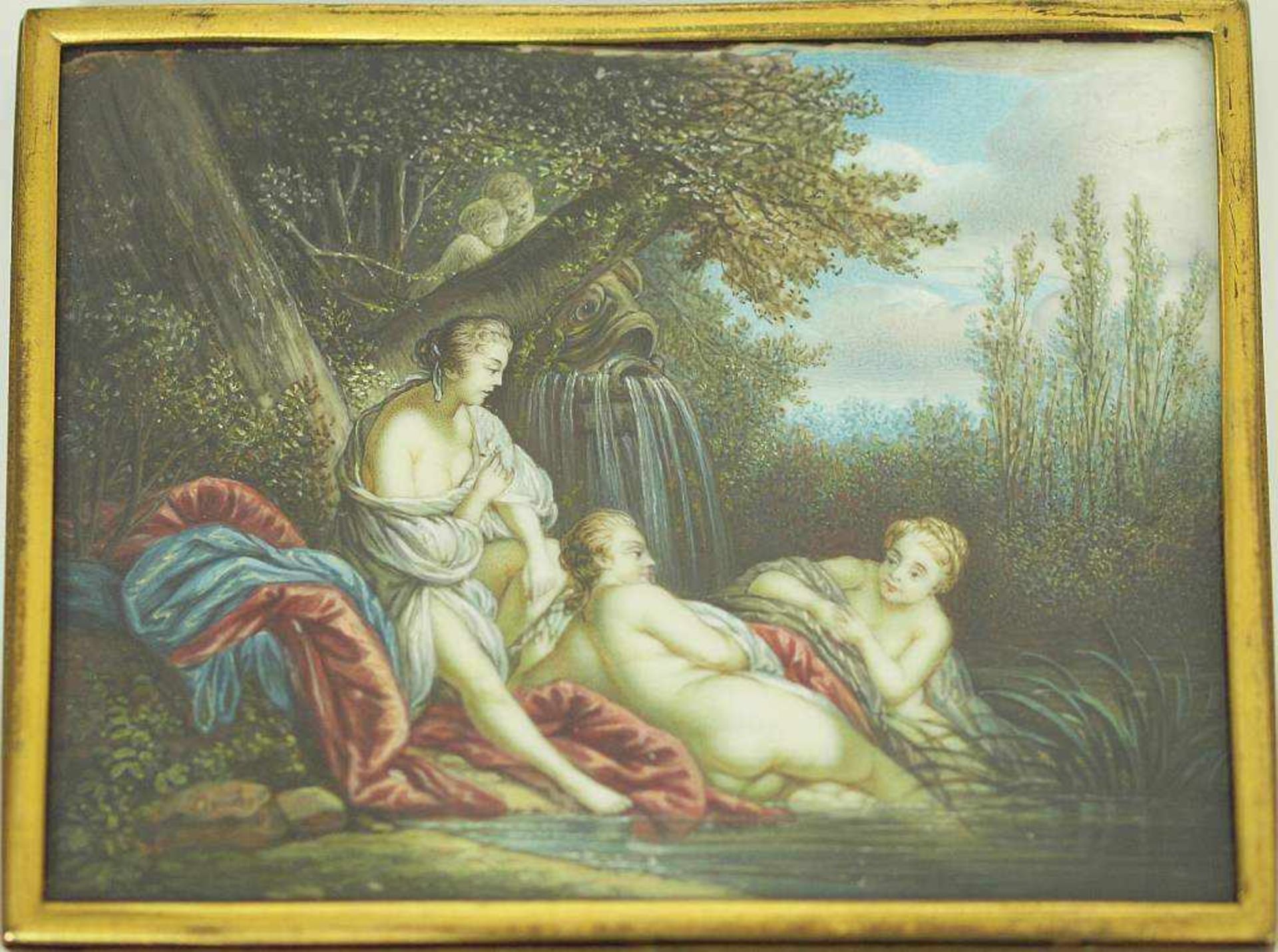 Miniatur nach BOUCHER, Francois. Miniatur nach BOUCHER, Francois. 19. Jahrhundert. Drei Nymphen beim - Bild 5 aus 6