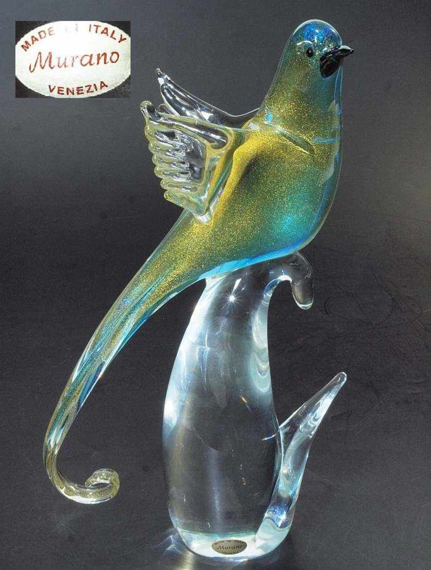 Tierplastik "Kolibri". Tierplastik "Kolibri". MURANO/Italy, 20. Jahrhundert. Auf einem