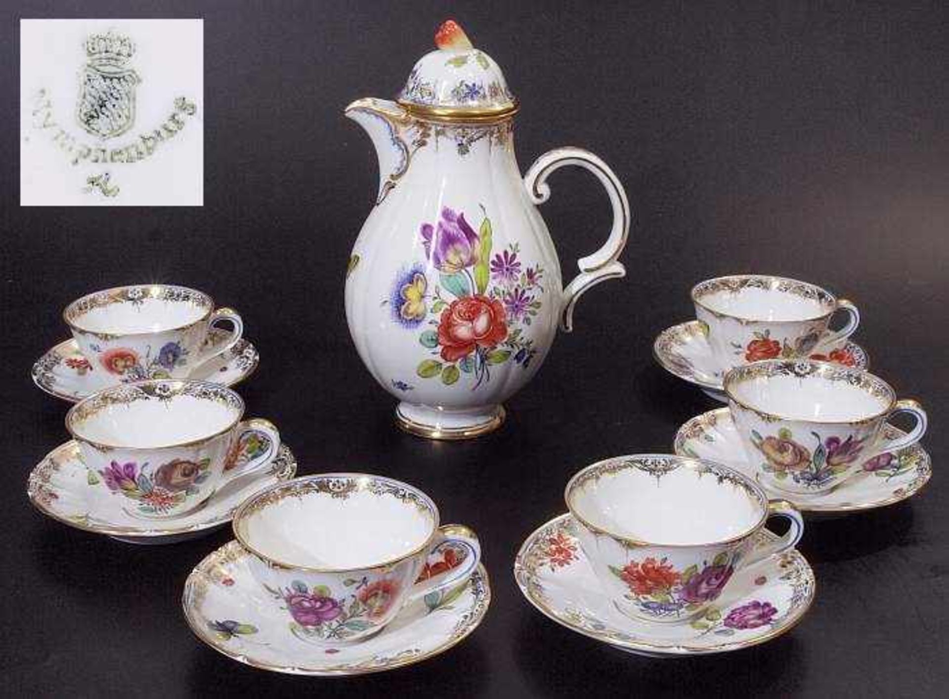 Kaffee-Teilservice. Kaffee-Teilservice. NYMPHENBURG von 1975 - 1997. Ausarbeitung im Stil von "