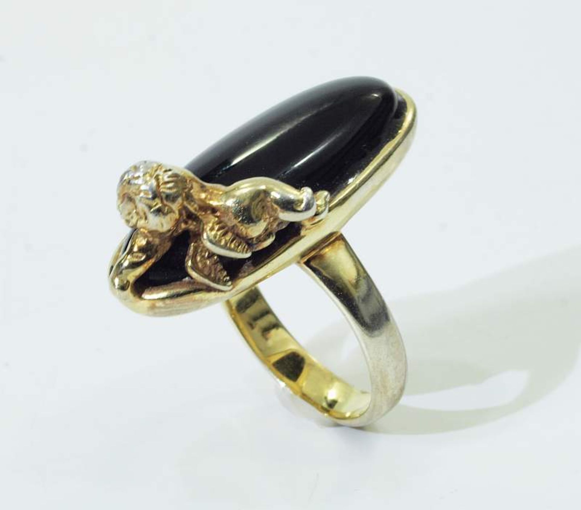 Dekorativer Ring mit geflügeltem Putti. Dekorativer Ring mit geflügeltem Putti. 925er - Bild 4 aus 6