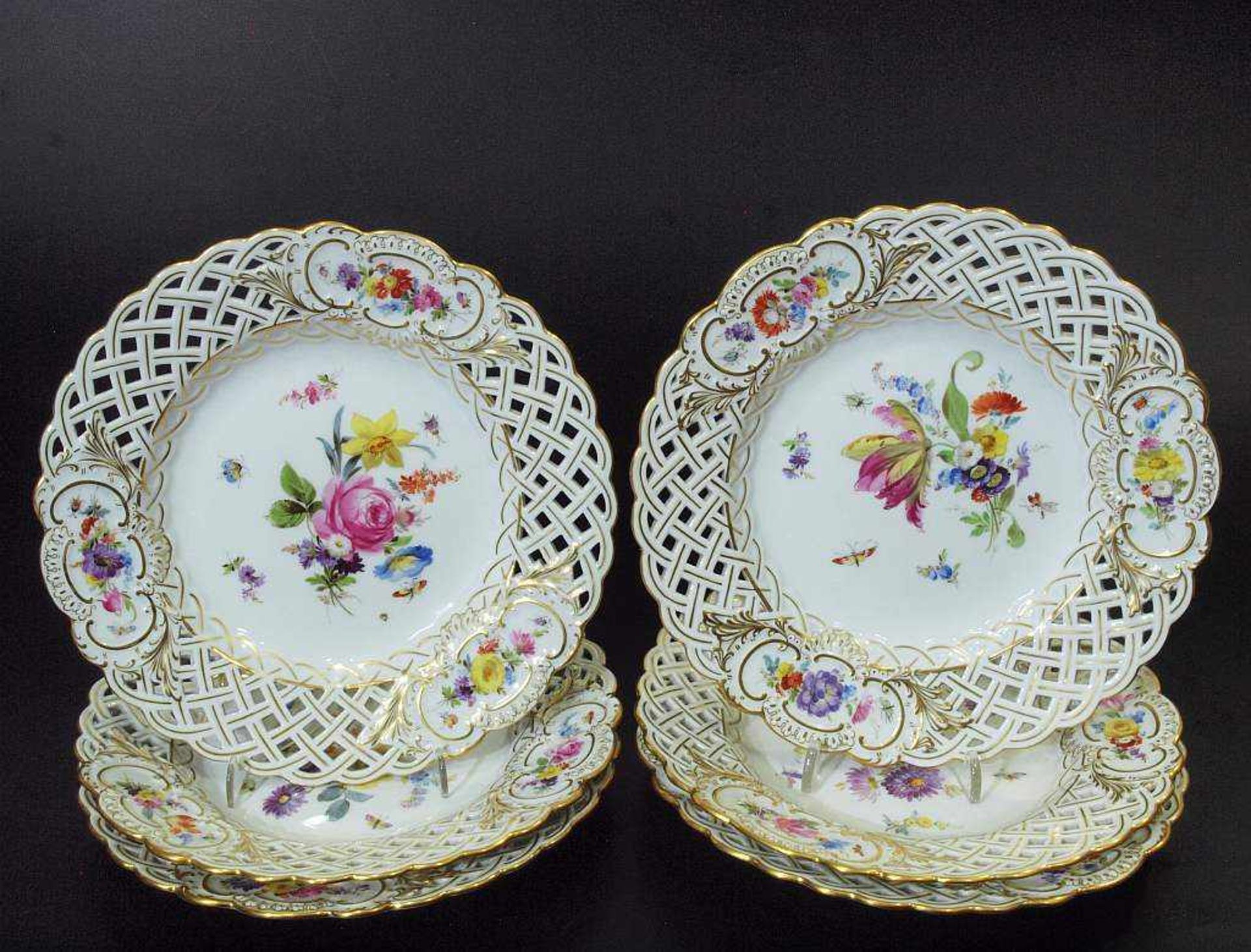 Durchbruchteller. MEISSEN. 6er Satz. Durchbruchteller. MEISSEN um 1880, 1. Wahl. 6er Satz. Farbige - Image 2 of 4