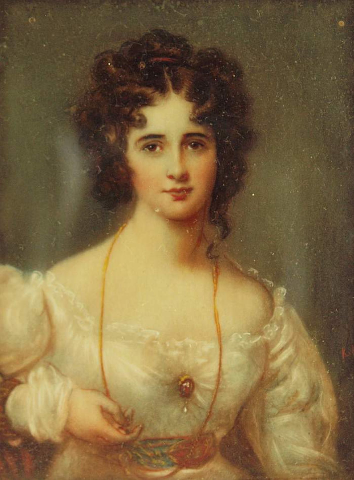 Porträt einer jungen Frau. Porträt einer jungen Frau. Wohl Frankreich, 19. Jahrhundert. Sehr fein
