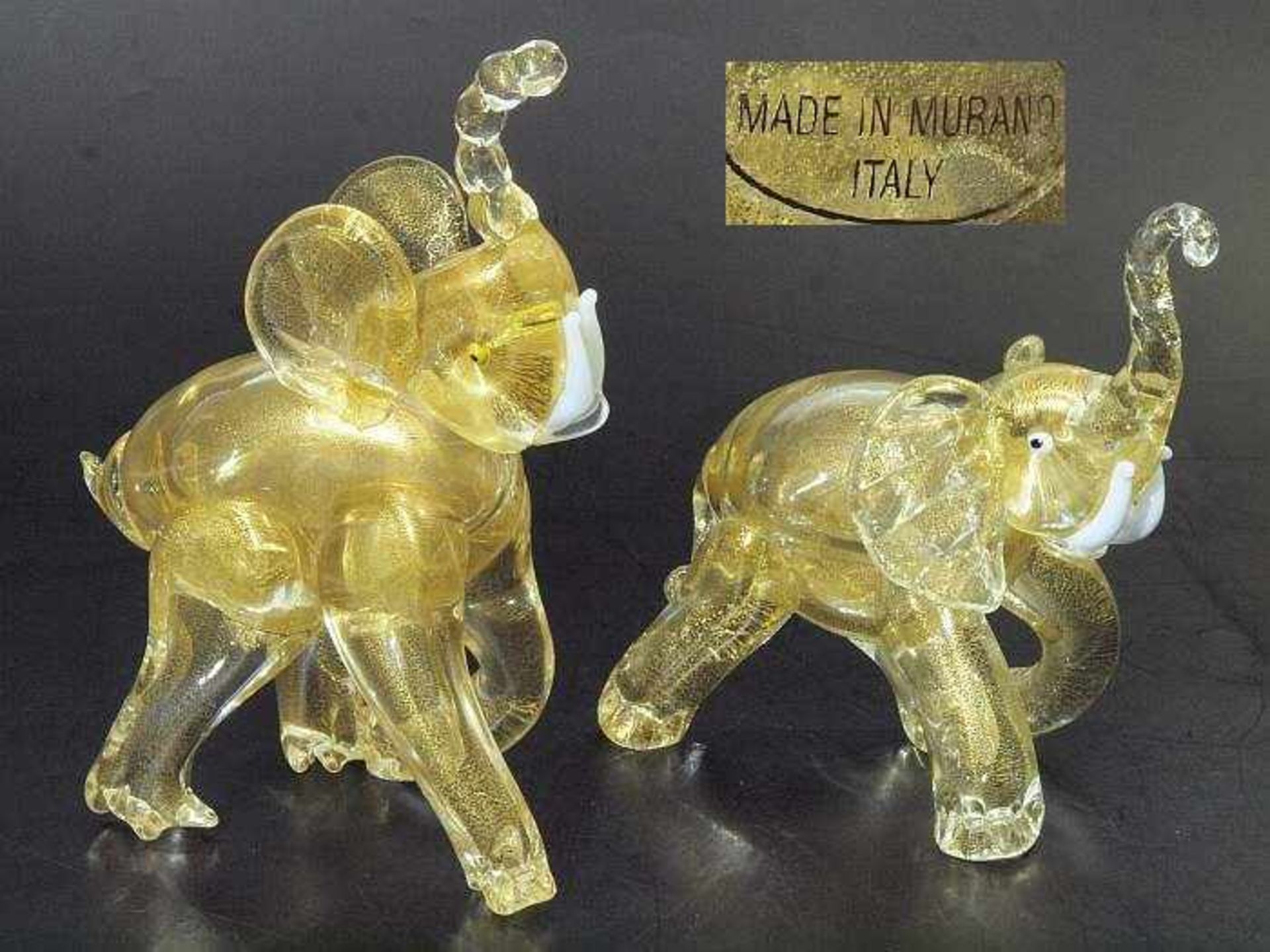 Zwei Tierplastiken "Elefant", Murano. Zwei Tierplastiken "Elefant", Murano. 20. Jahrhundert.