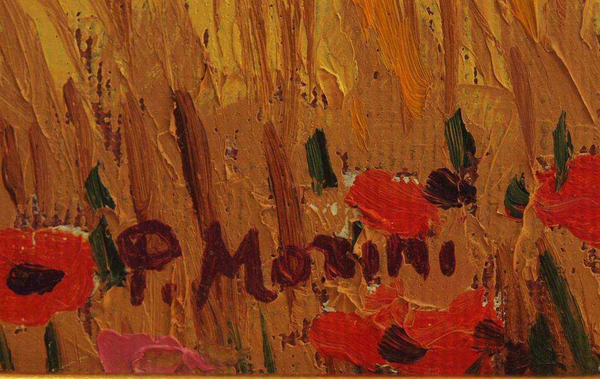 MORINI, P. MORINI, P. 20. Jahrhundert. Toskanische Sommerlandschaft mit Mohnblumen. Öl auf Leinwand, - Image 7 of 7