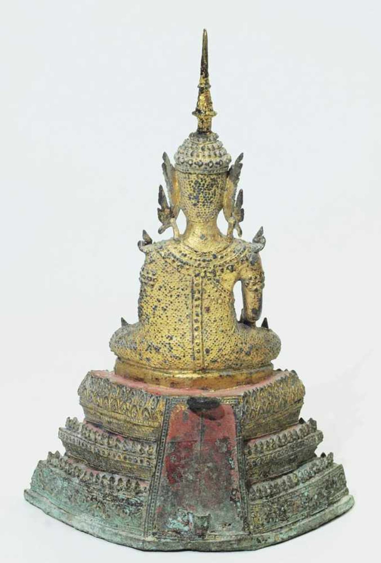 Sitzender Buddha. Sitzender Buddha. Thailand Rattanakosin, 19. Jahrhundert. Bronze, Reste einer - Bild 4 aus 6