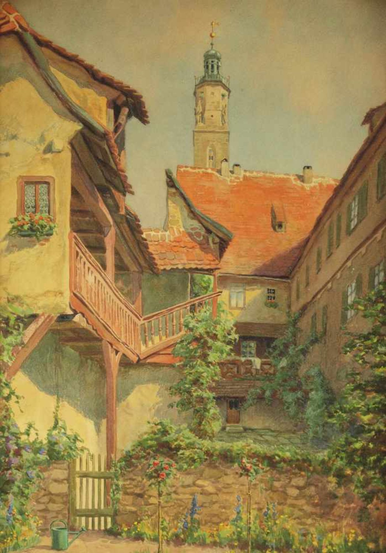 KESSLER, Carl. KESSLER, Carl. 1876 Coburg - 1968 München. Blick auf ein sommerliches Anwesen, - Bild 2 aus 6