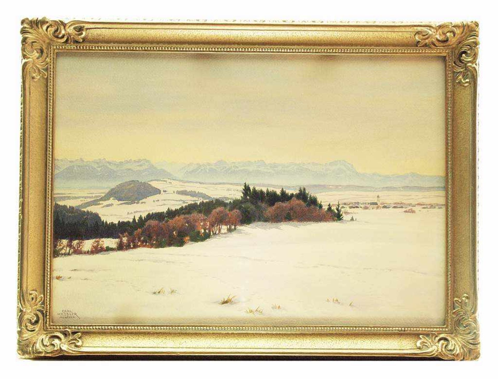 KESSLER, Carl. KESSLER, Carl. 1876 Coburg - 1968 München. Winterlandschaft mit Blick auf die - Bild 3 aus 5