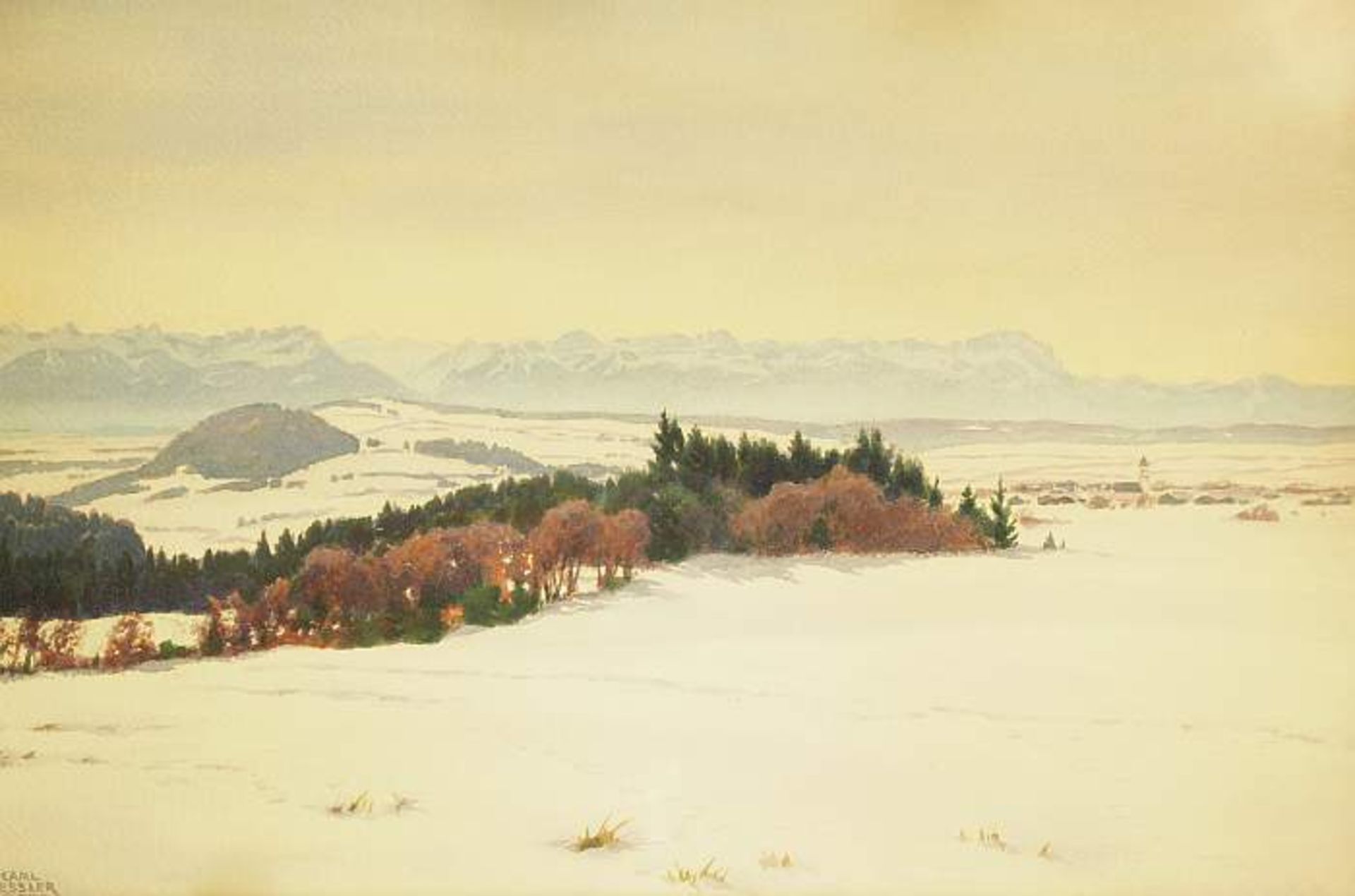 KESSLER, Carl. KESSLER, Carl. 1876 Coburg - 1968 München. Winterlandschaft mit Blick auf die