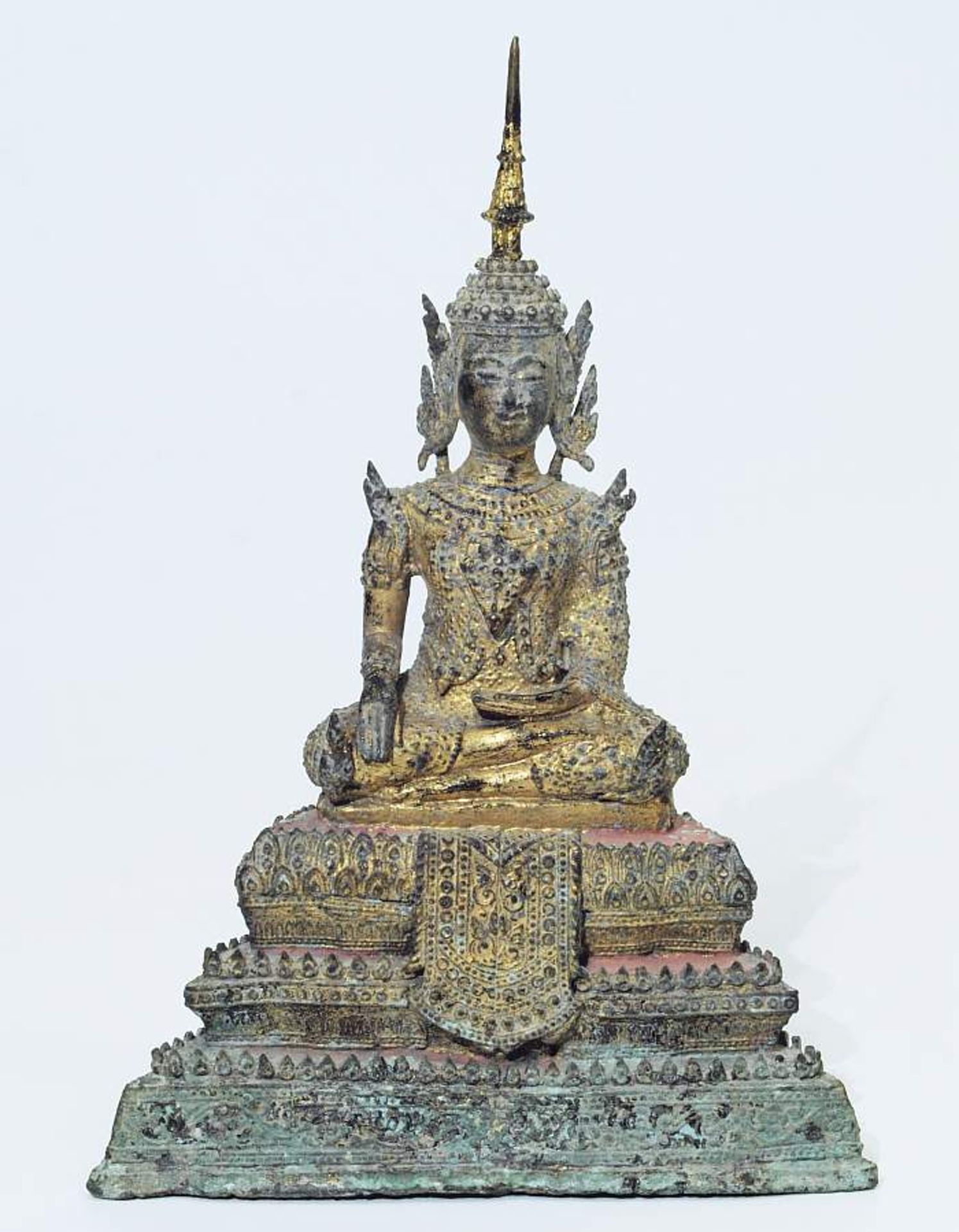 Sitzender Buddha. Sitzender Buddha. Thailand Rattanakosin, 19. Jahrhundert. Bronze, Reste einer