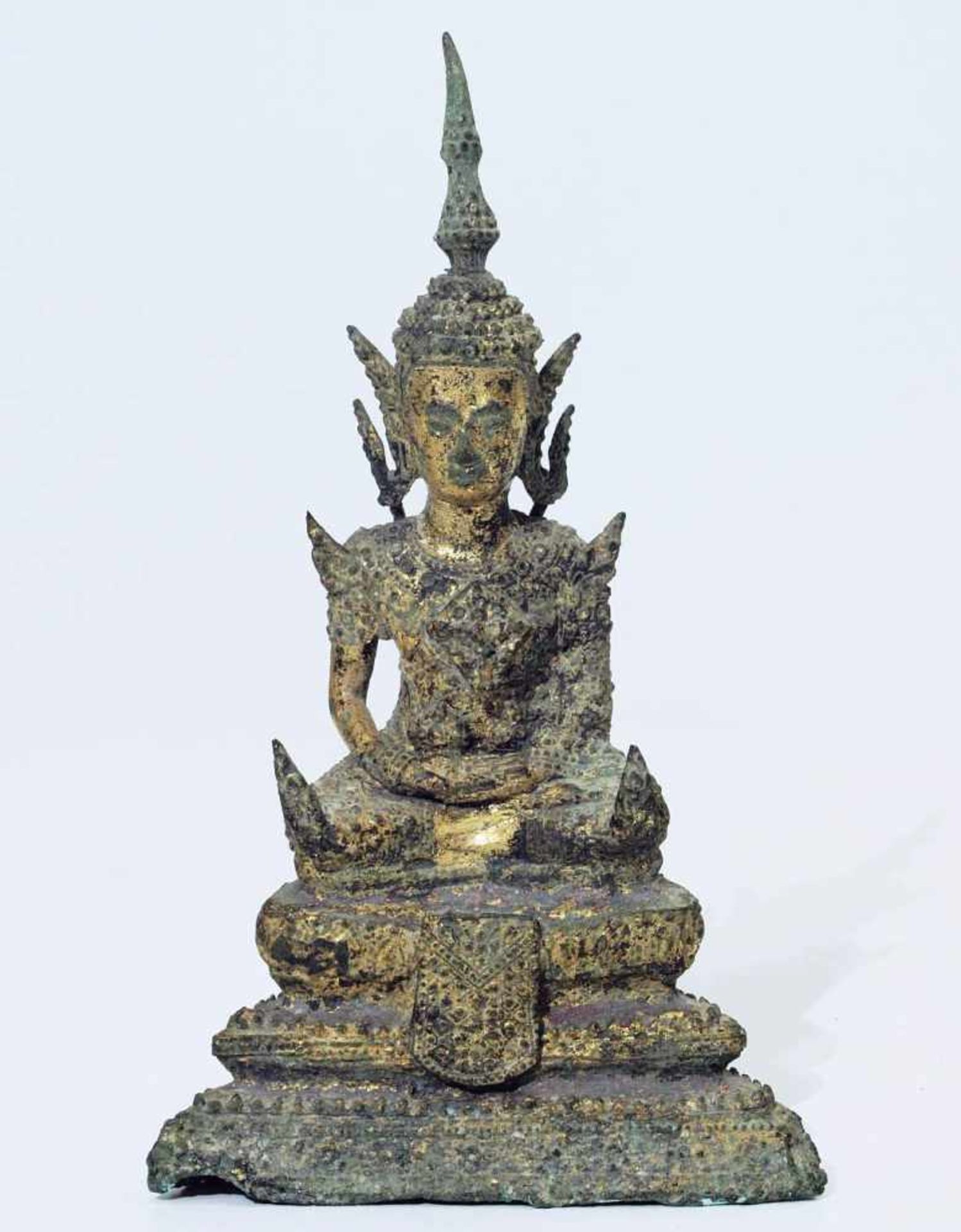 Sitzender Buddha. Sitzender Buddha. Thailand Rattanakosin, 19. Jahrhundert. Bronze, Reste einer - Image 2 of 6