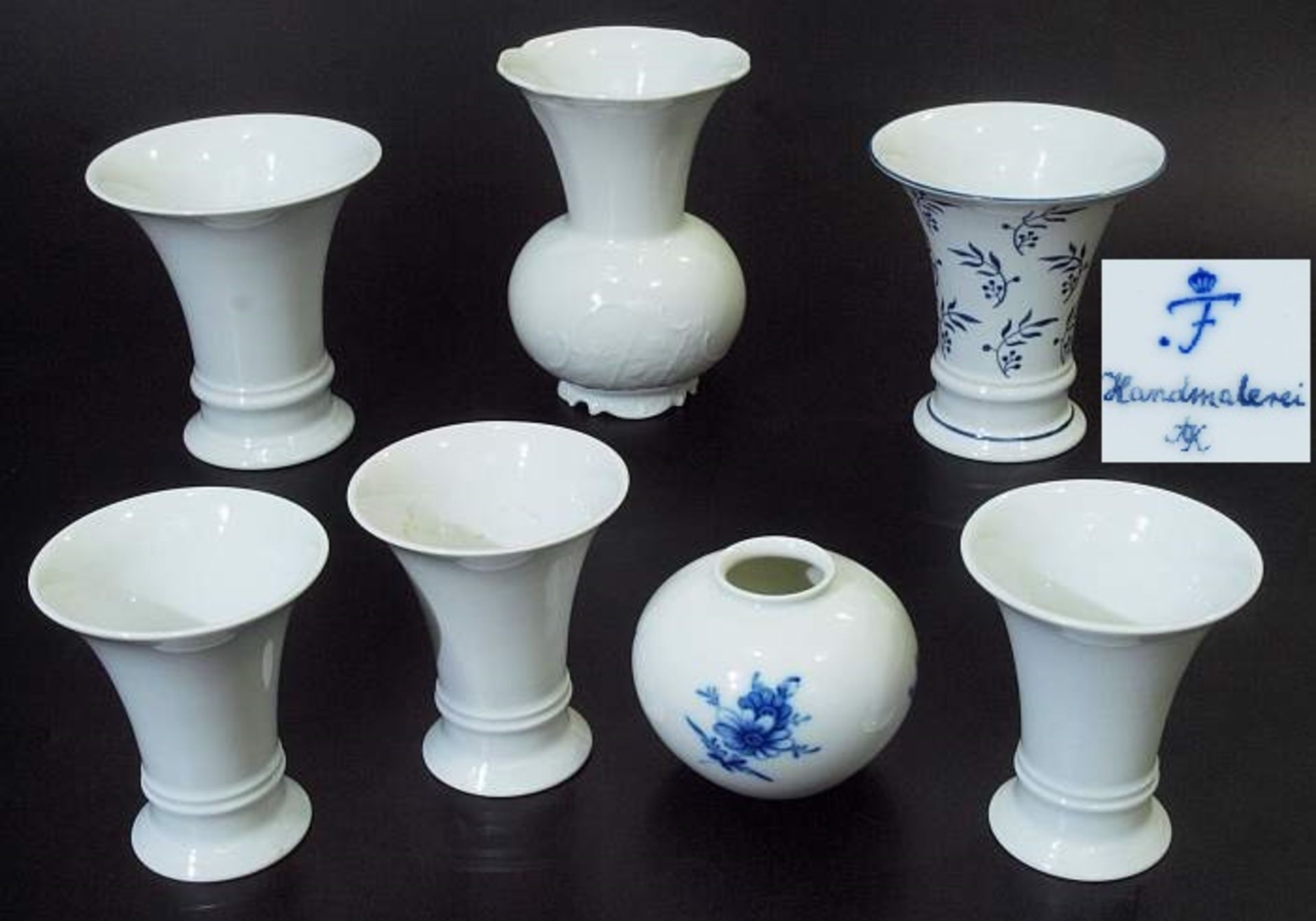 Vasen Konvolut. Vasen Konvolut. FÜRSTENBERG, 20. Jahrhundert. Insgesamt 7 Stück, davon fünf Vasen