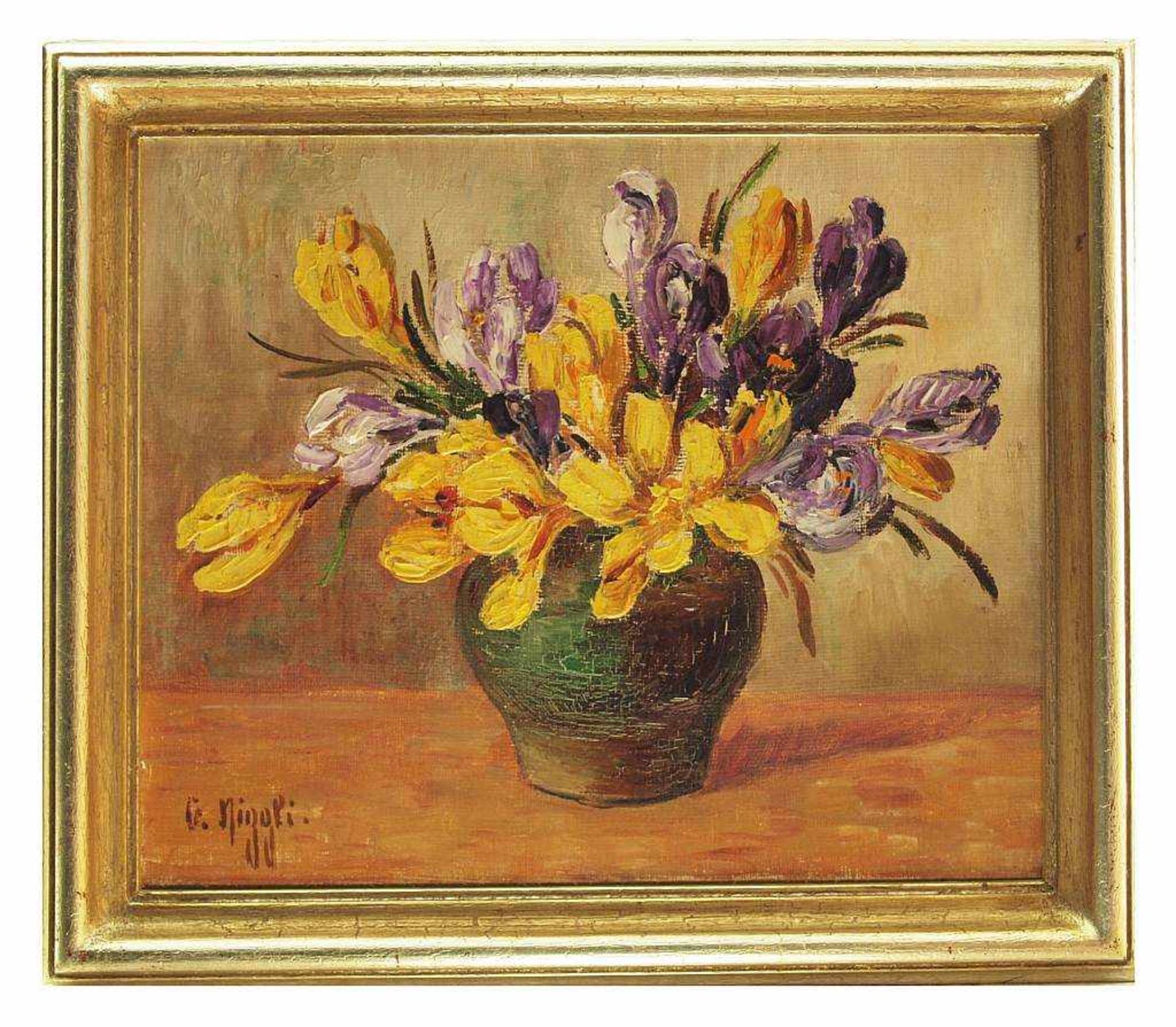 NIGGLI, Margaretha. NIGGLI, Margaretha. 1882 Aarau - 1954 Zürich. Üppiger Tulpenstrauß in grüner - Bild 3 aus 5