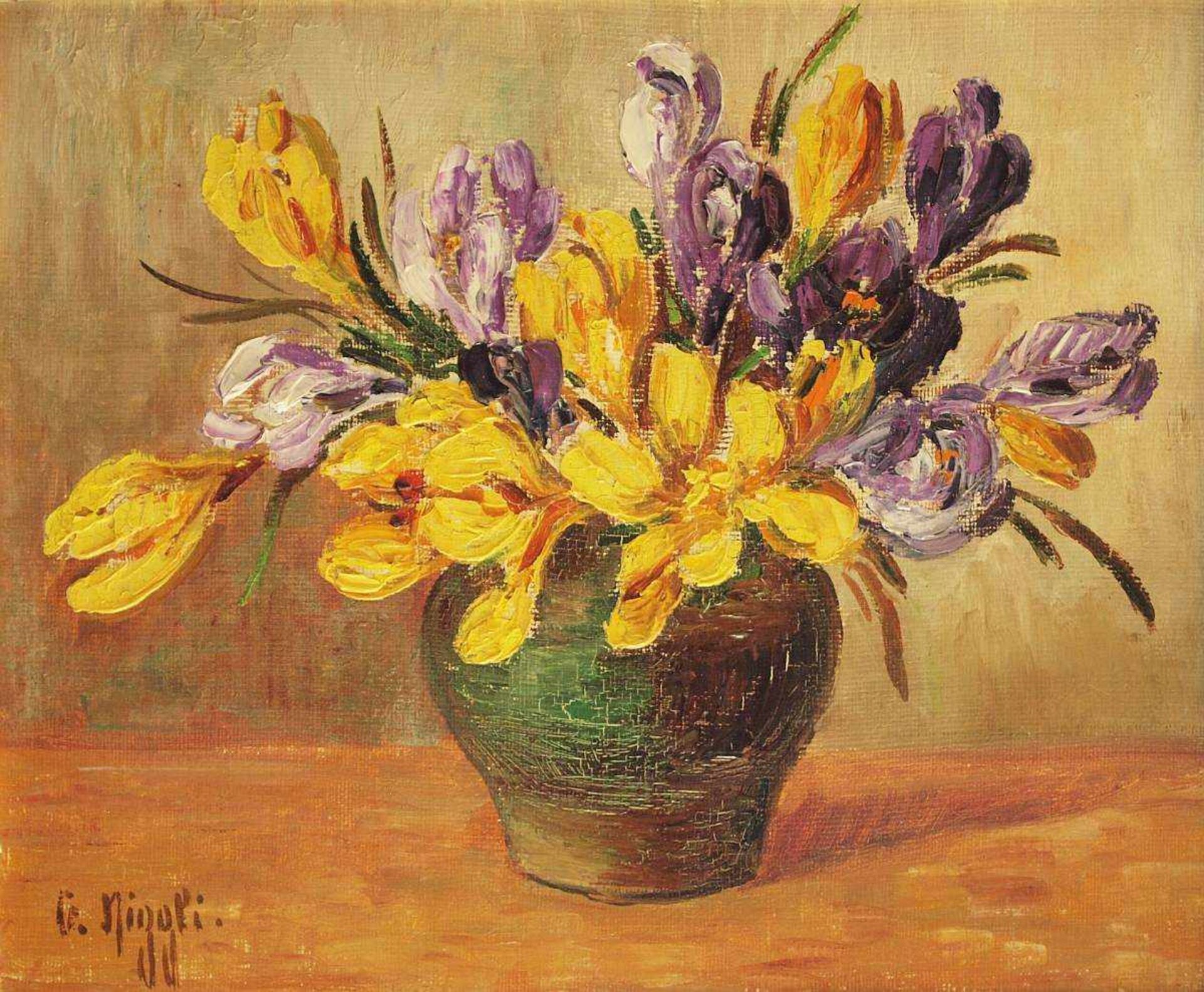 NIGGLI, Margaretha. NIGGLI, Margaretha. 1882 Aarau - 1954 Zürich. Üppiger Tulpenstrauß in grüner - Bild 2 aus 5