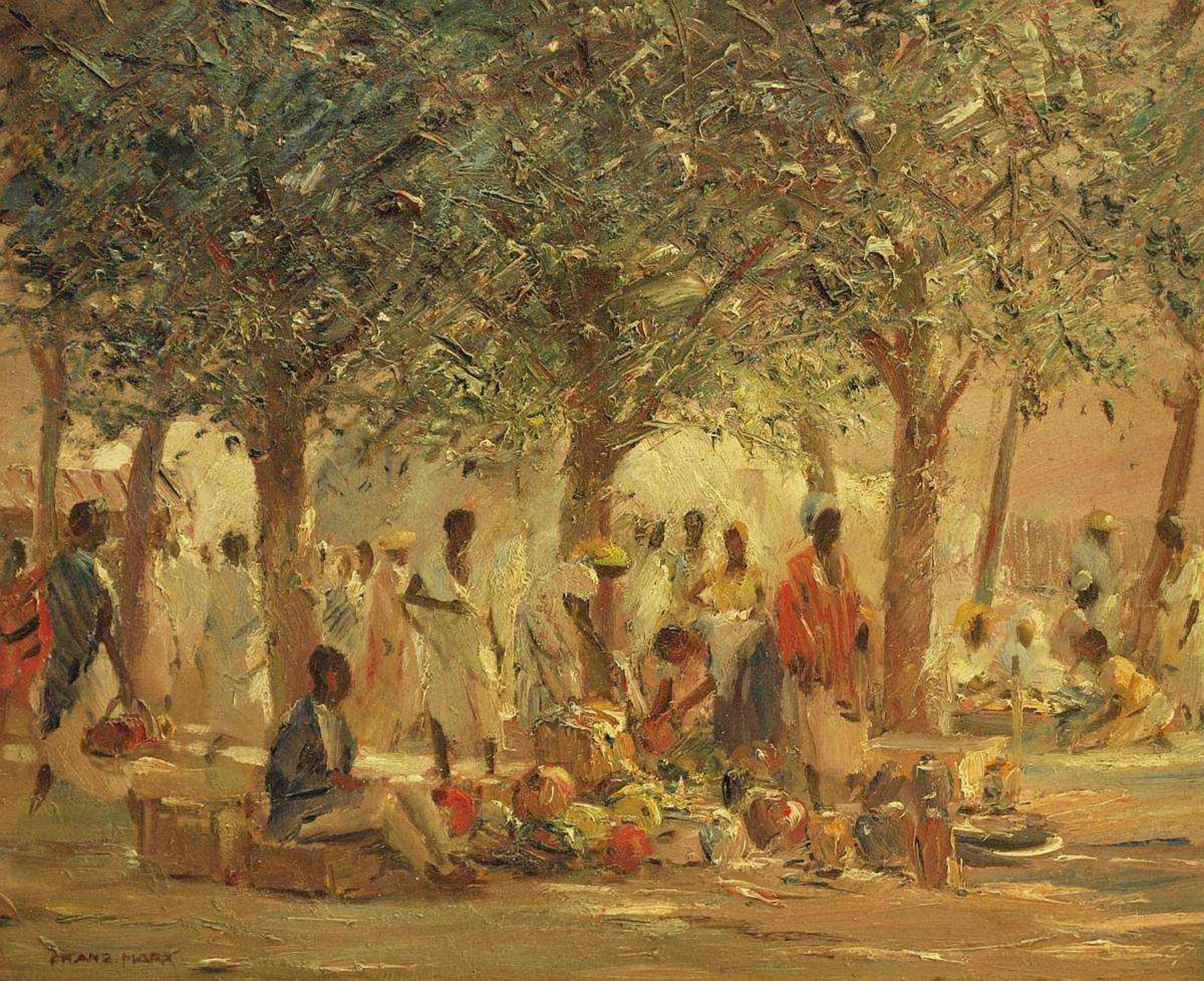 MARX, Franz. MARX, Franz. 1889 München - 1960 ebenda. Orientalischer Markt. Öl auf Leinwand, links - Bild 2 aus 5