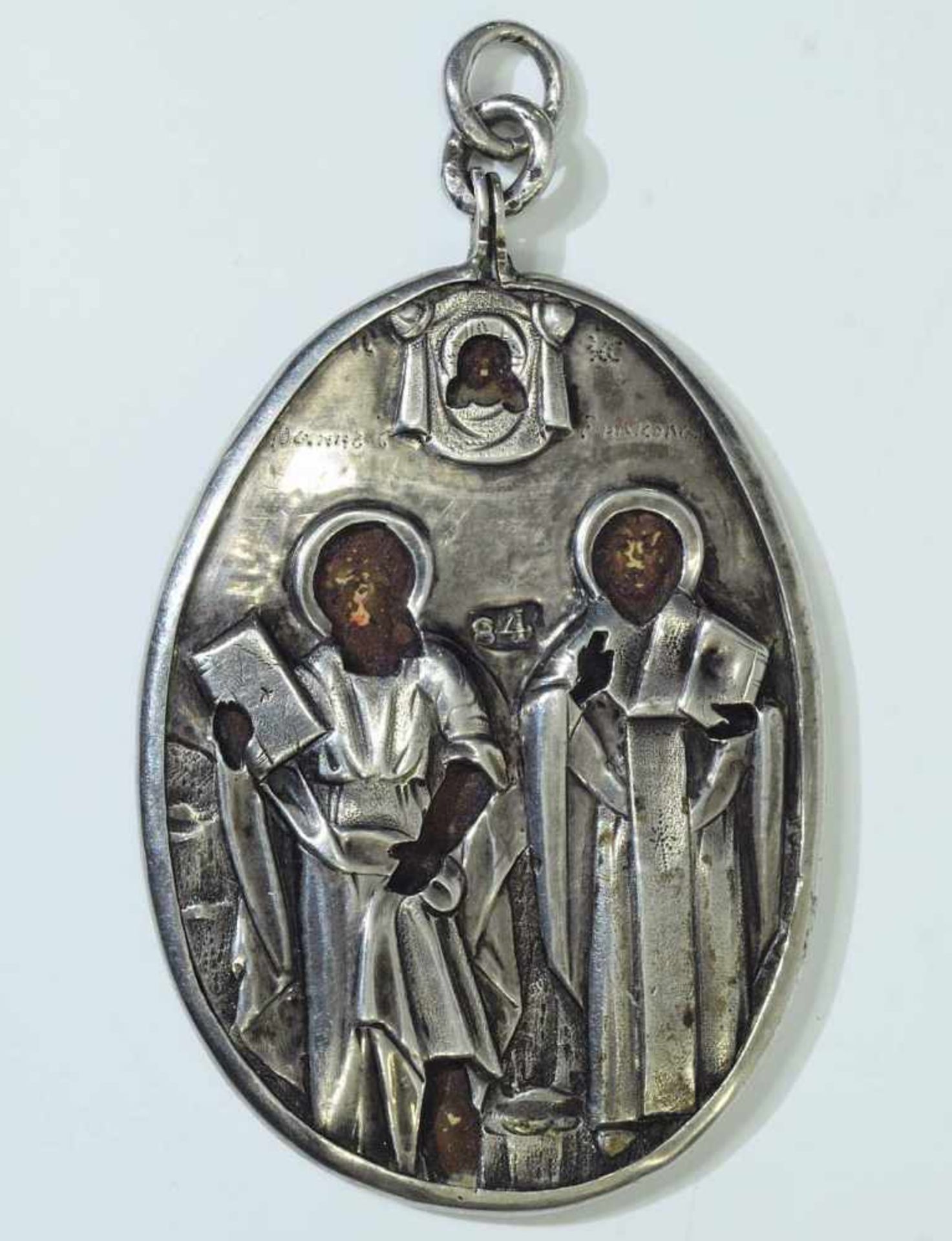 Silberanhänger mit zwei Heiligen. Silberanhänger mit zwei Heiligen. Russland, 19. Jahrhundert, - Bild 2 aus 4