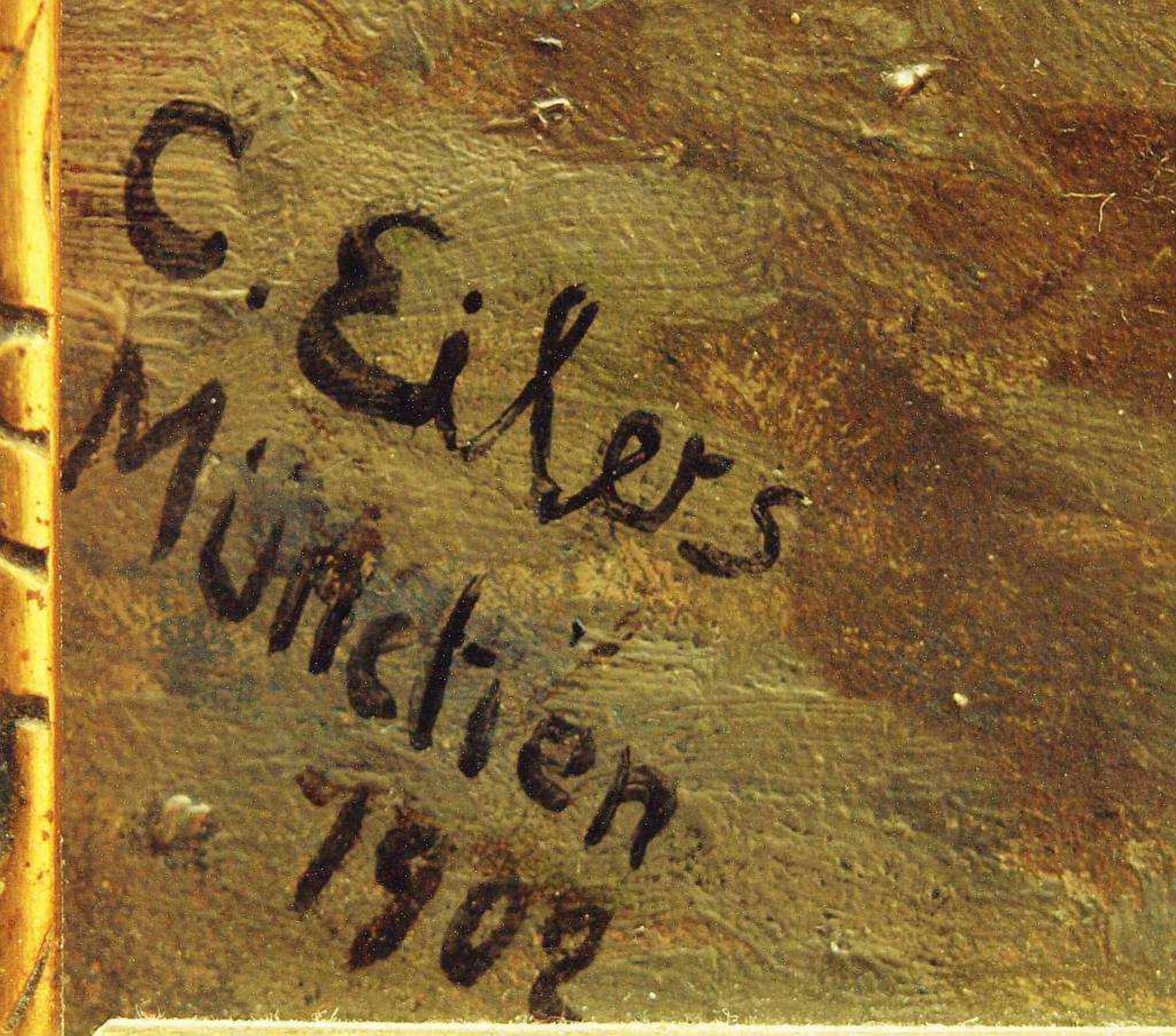 EILERS, Conrad. EILERS, Conrad. 1845 Kunkendorf - 1914 München. Stimmungsvolle Flußlandschaft. Öl - Bild 5 aus 5