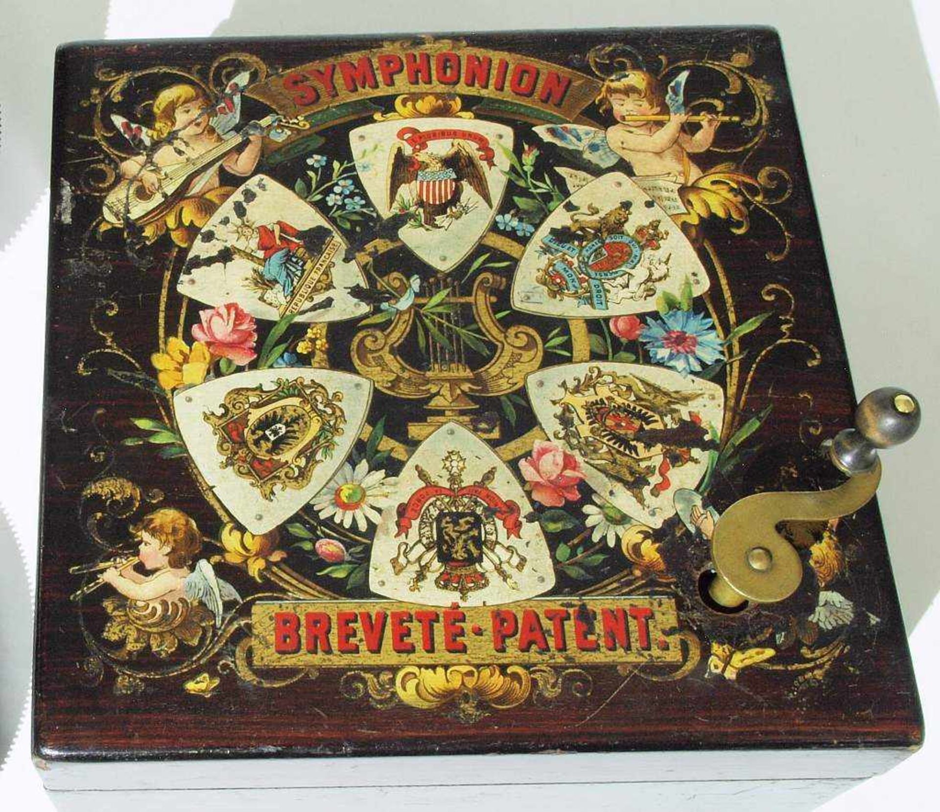 Lochplatten-Spieluhr. Lochplatten-Spieluhr. Symphonium Breveté Patent. Ende 19. Jahrhundert. - Bild 7 aus 7