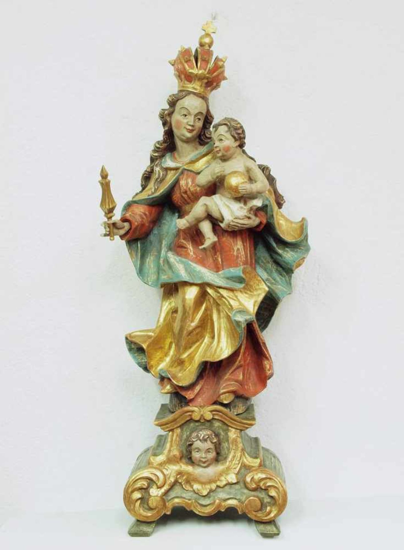 Madonna mit Kind. 19. Jahrhundert. Innsbrucker Madonna, der Stil der Ausarbeitung weist ins 18. - Bild 2 aus 7