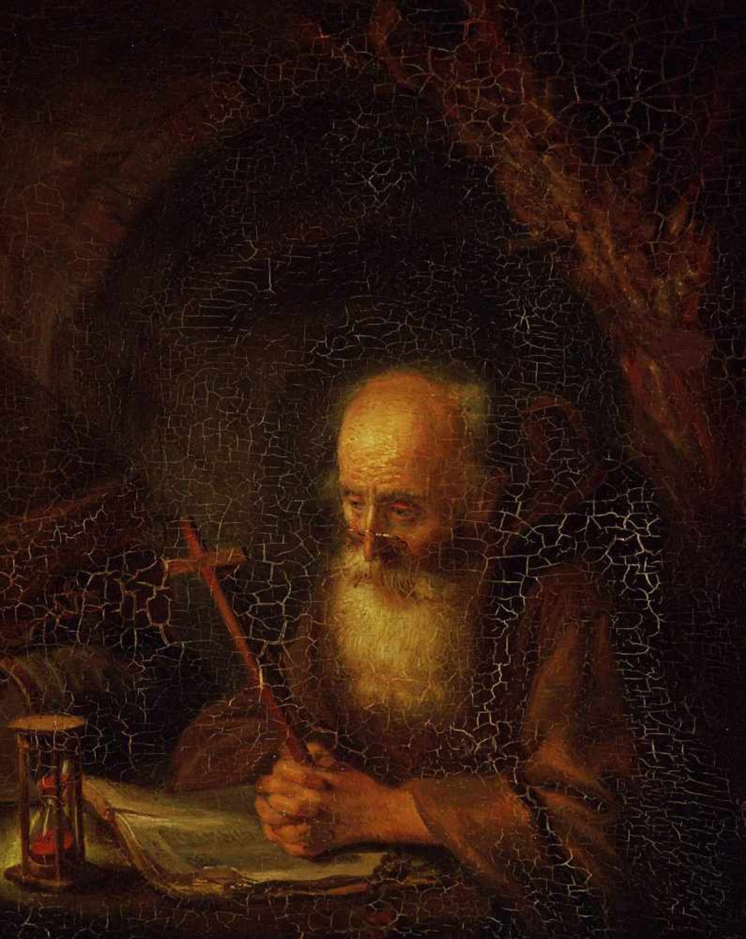 Heiliger Hieronymus im Gehäus. Heiliger Hieronymus im Gehäus. Ende 19. Jahrhundert. Öl auf Holz, - Bild 2 aus 4