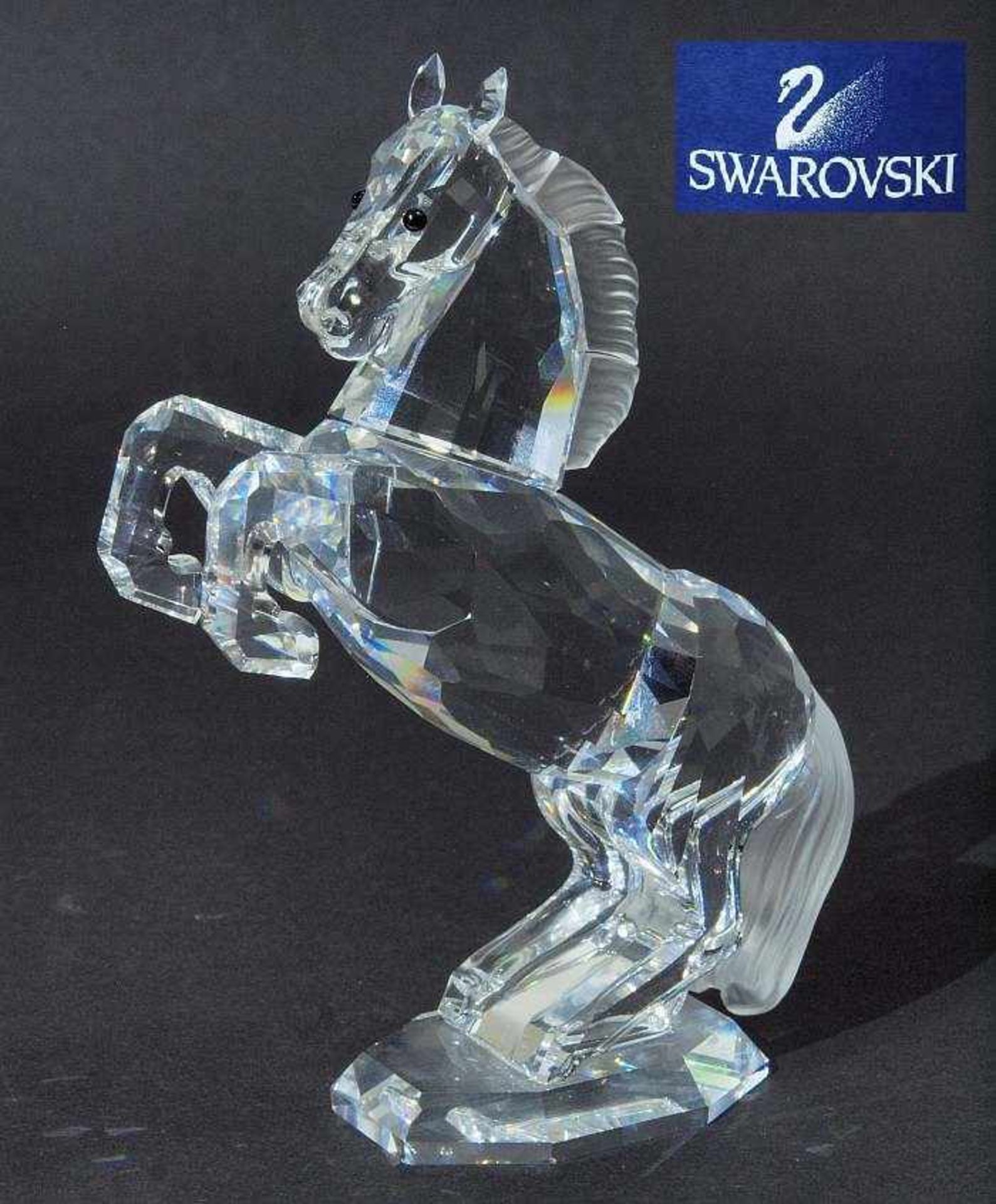 SWAROVSKI "aufsteigendes Pferd". SWAROVSKI "aufsteigendes Pferd". Farbloses Kristallglas, partiell
