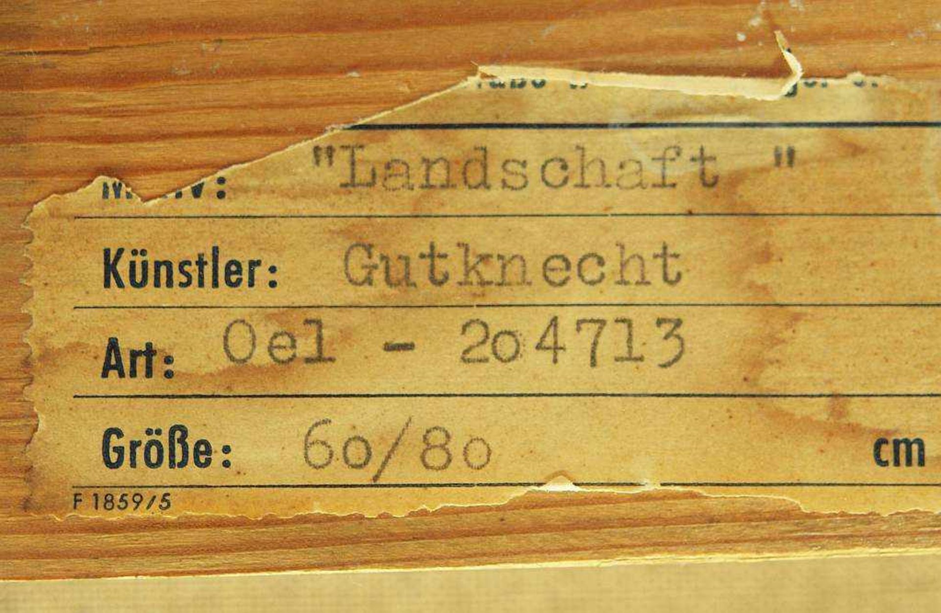 GUTKNECHT, Anton. GUTKNECHT, Anton (laut Klebeetikett und Angaben des Einlieferers). 1907 Düsseldorf - Bild 5 aus 5