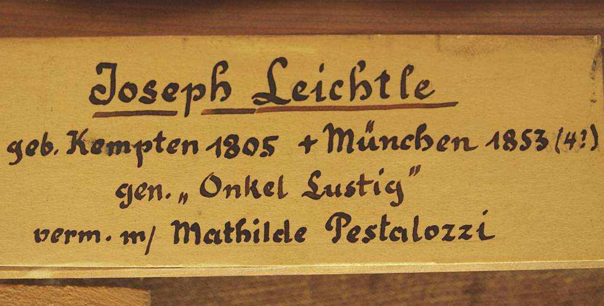 Bildnis Joseph Leichtle. Bildnis Joseph Leichtle. Deutsch, 19. Jahrhundert. Öl auf Leinwand, - Bild 5 aus 6