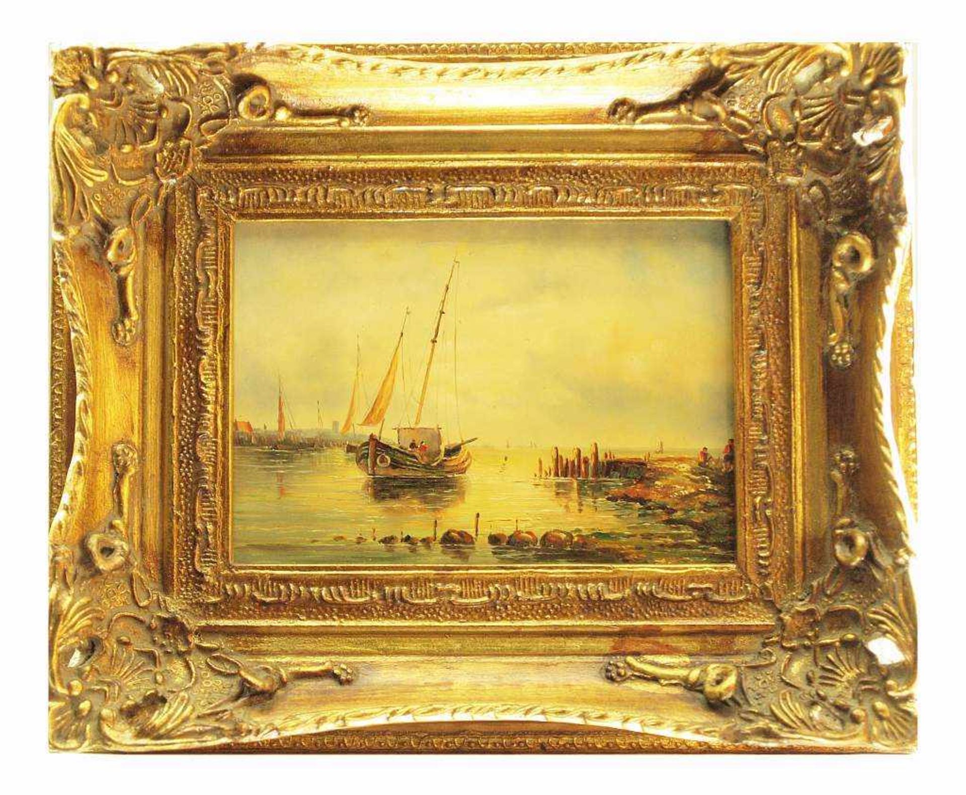 Maler des 20. Jahrhunderts. Maler des 19./20. Jahrhunderts. Hafenansicht mit Segelschiffen, links im - Bild 3 aus 4