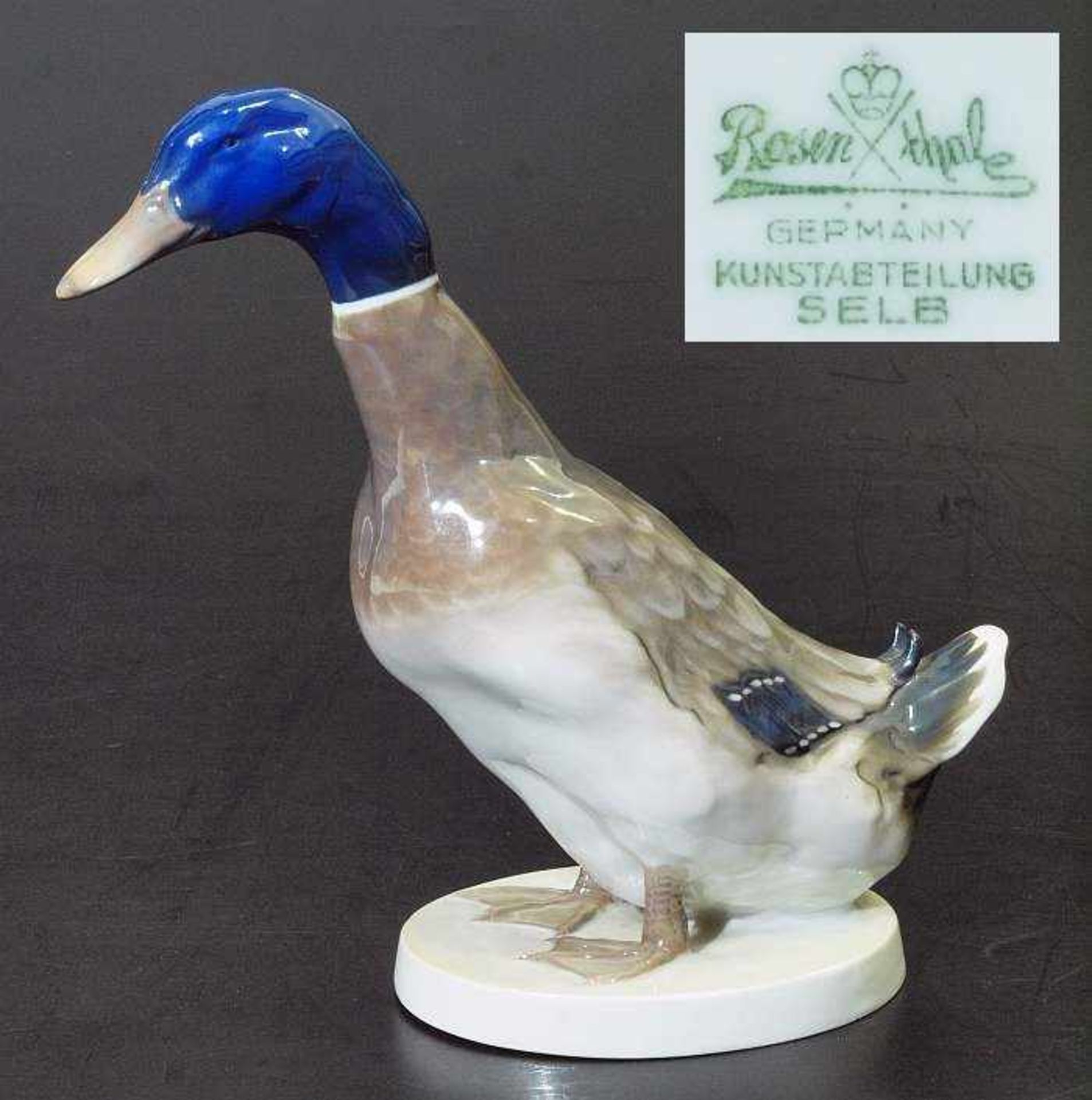 Tierfigur "Erpel".Tierfigur "Erpel". ROSENTHAL Germany Kunstabteilung Selb. Entwurf Willy Zügel,