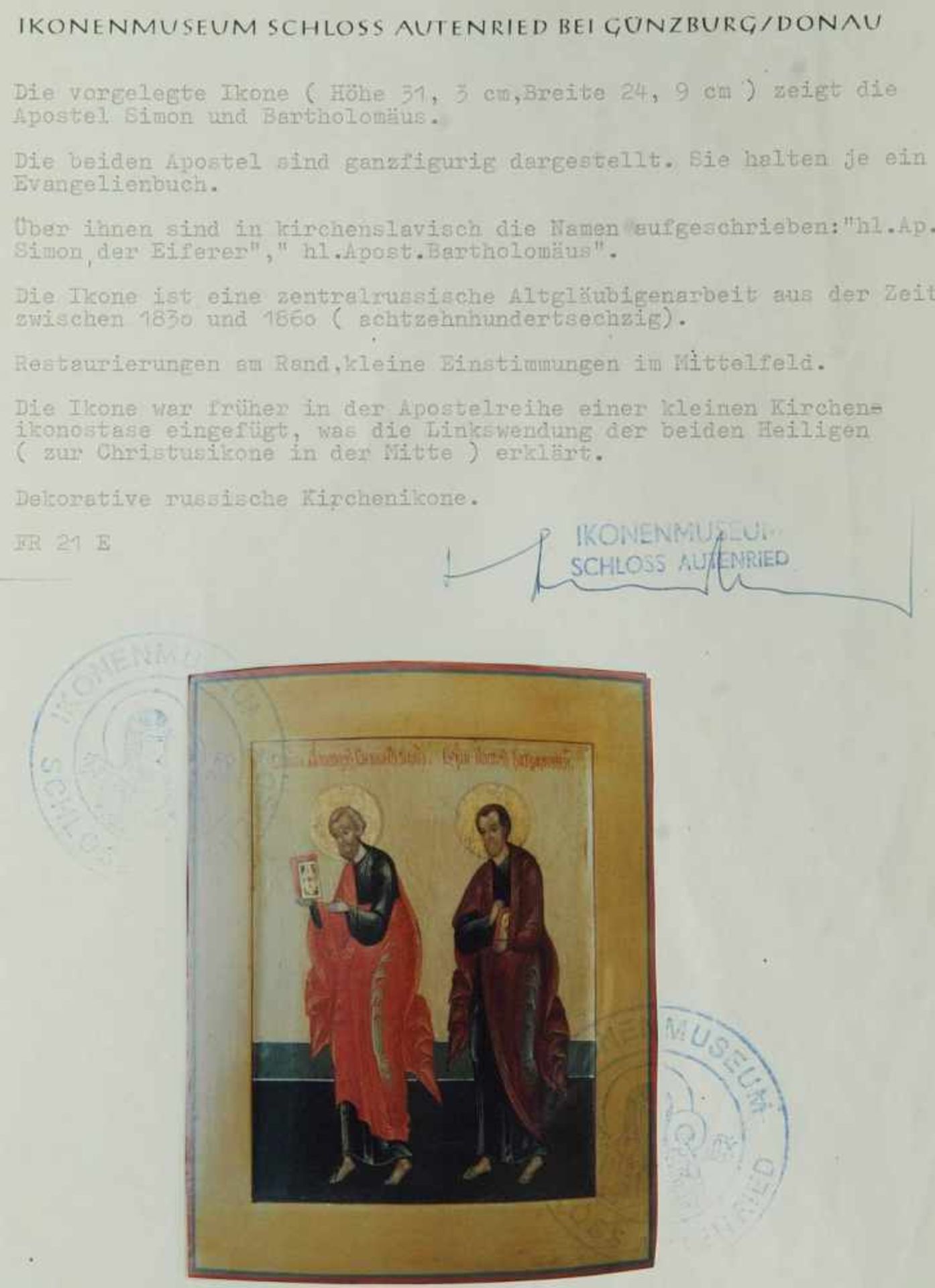 Ikone "Apostel Simon und Bartholomäus".Ikone "Apostel Simon und Bartholomäus". Zentralrussland, - Bild 6 aus 6